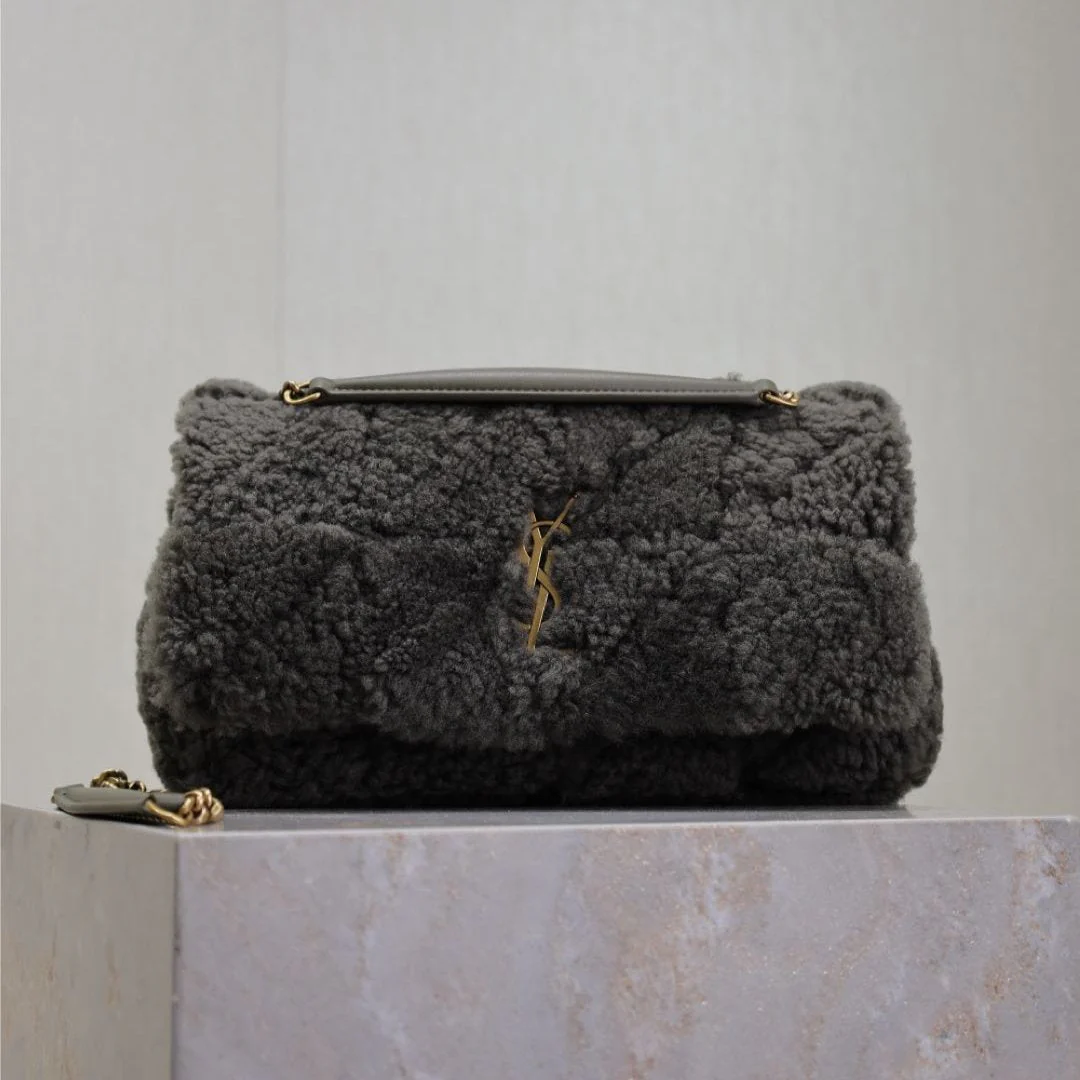 JAMIE BAG 25 IN DARK GRAY LAMB WOOL