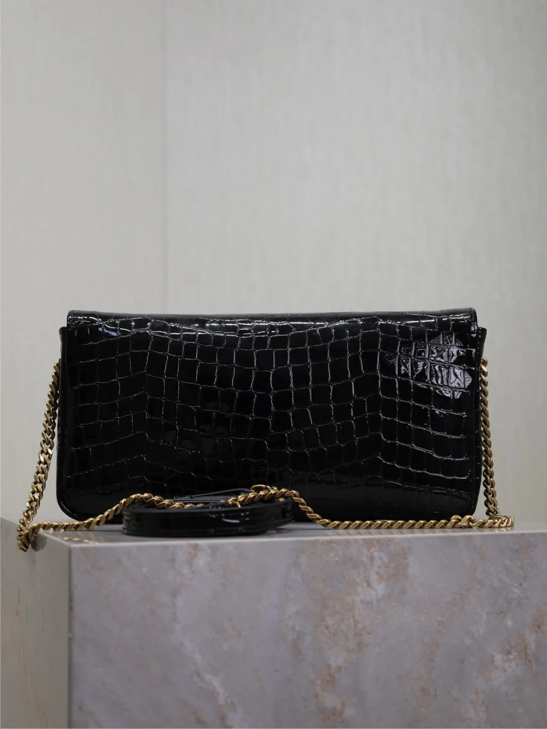 KATE 99 MEDIUM BAG 26 IN BLACK CROCODILE-EMBOSSED CALFSKIN COPPER HARDWARE