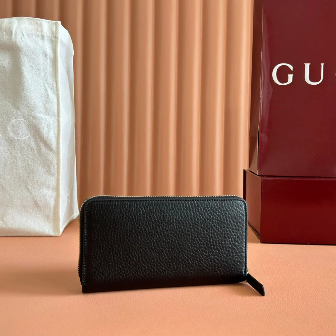 GG MARMONT 19 LONG WALLET IN BLACK CALFSKIN SILVER HARDWARE