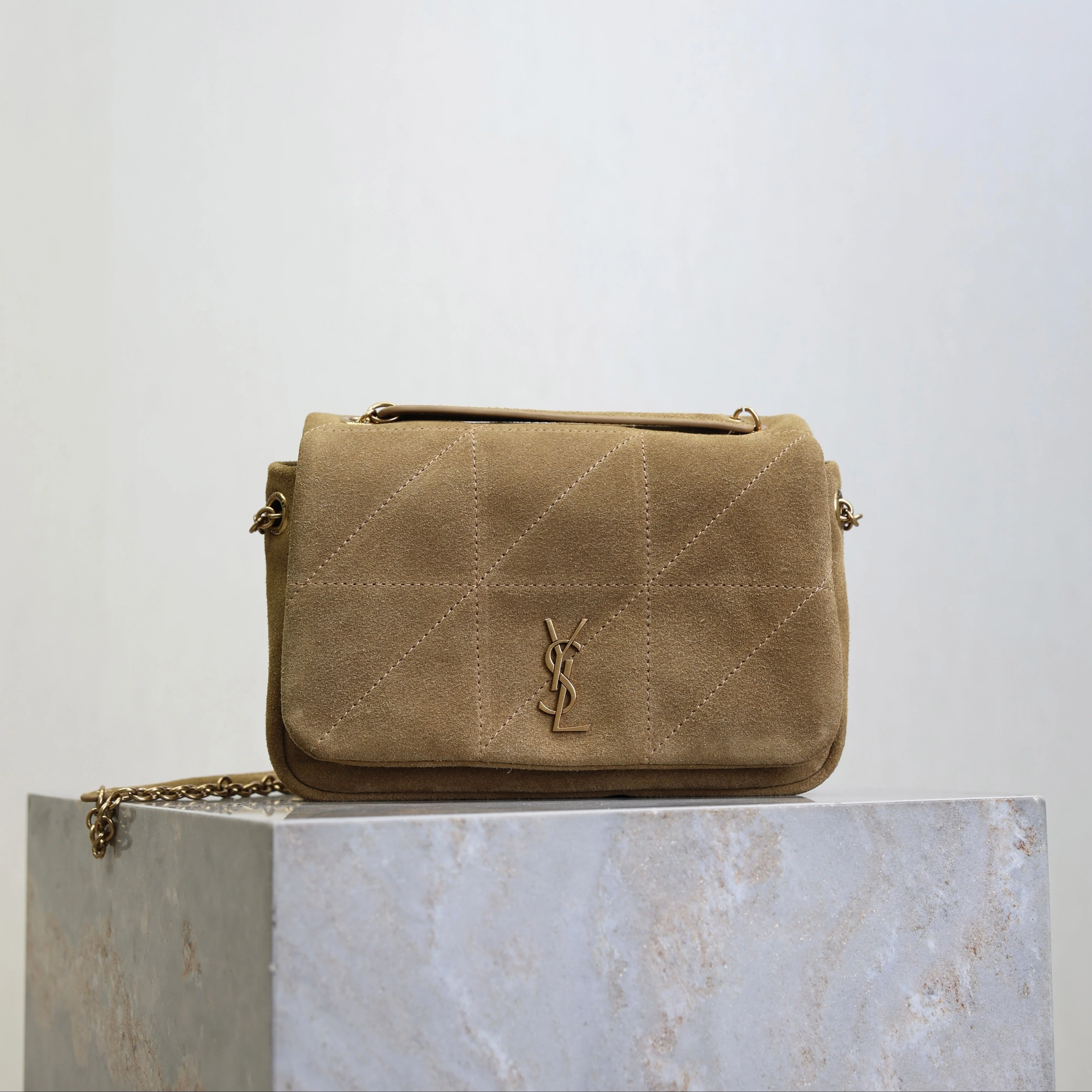 YSL 25S JAMIE 4.3 MINI 20 IN CARAMEL COGNAC SUEDE GOLD HARDWRE