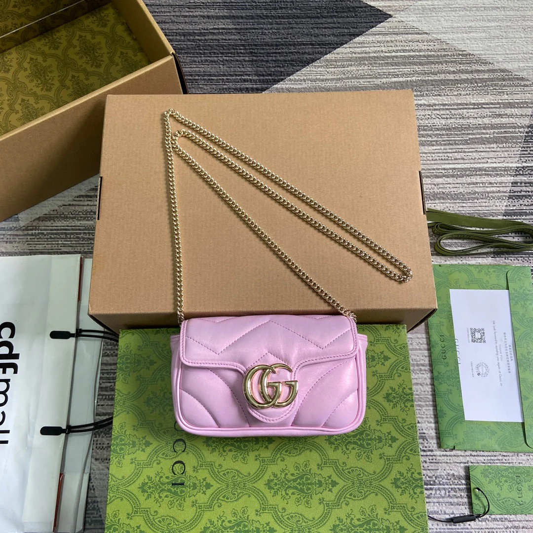 GG MARMONT 16 MINI SHOULDER BAG LIGHT PINK CALFSKIN