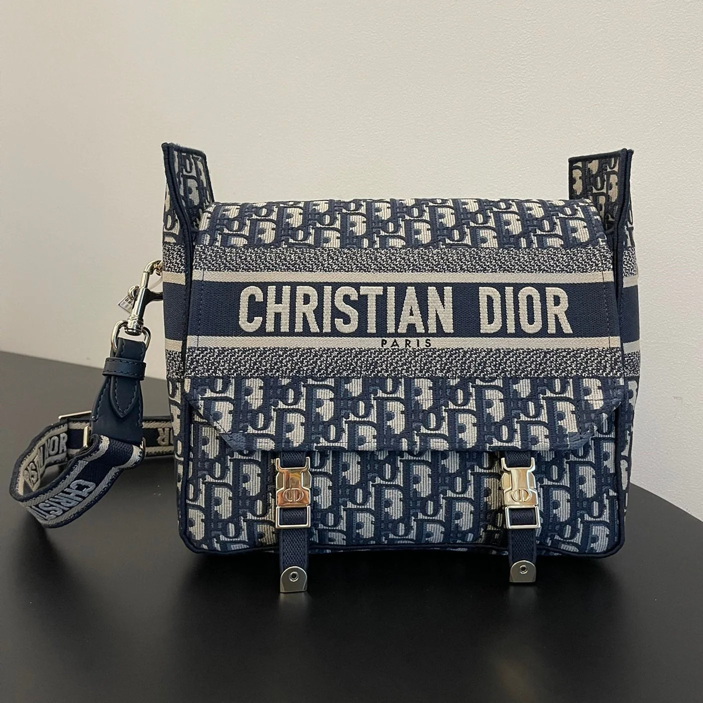 MEDIUM 28 DIORCAMP BAG IN BLUE OBLIQUE EMBROIDERY