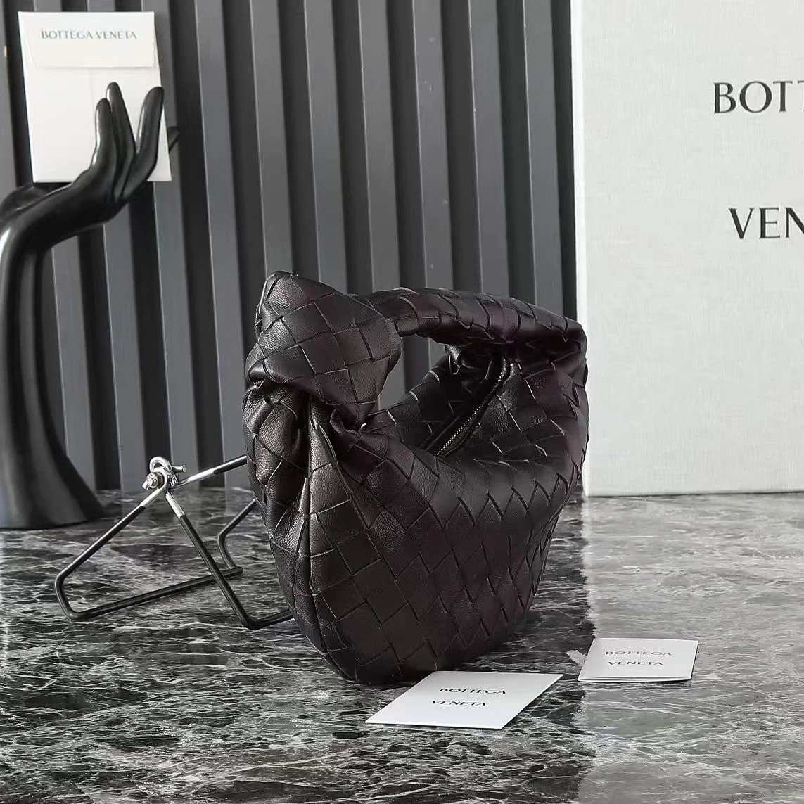 BOTTEGA VENETA 25S MINI JODIE 26 IN CHOCOLATE BROWN CALFSKIN