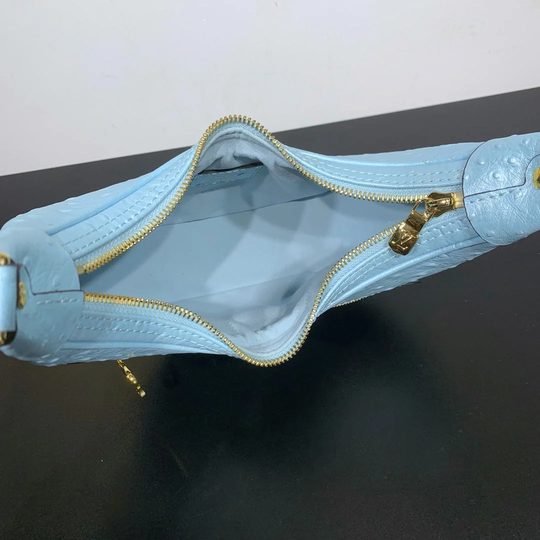 LOOP 23 IN POWER BLUE OSTRICH LEATHER GOLD HARDWARE