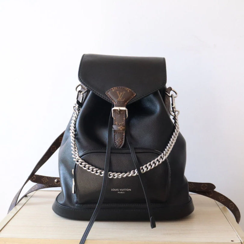 LV 25S MONTSOURIS VIBE 35 IN BLACK LAMBSKIN SILVER HARDWRE