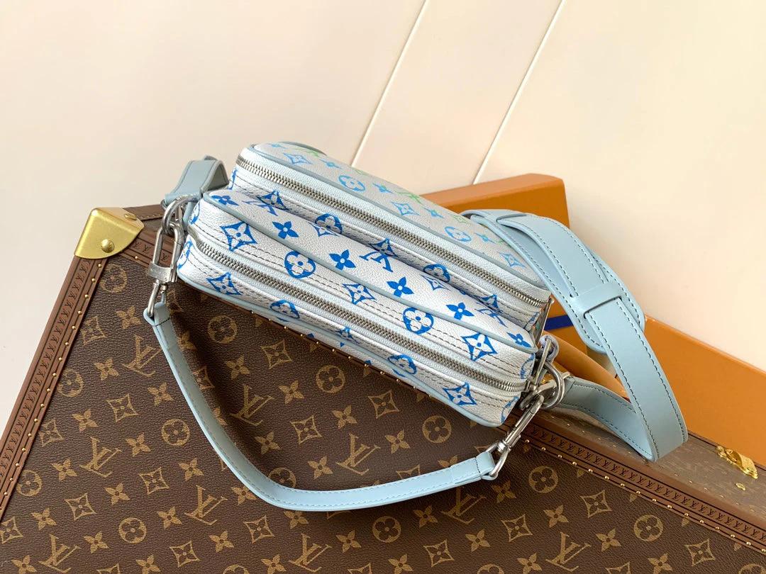 LV 25S NIL BAG 25 IN LIGHT BLUE MONOGRAM CANVAS AND CALFSKIN SILVER HARDWARE