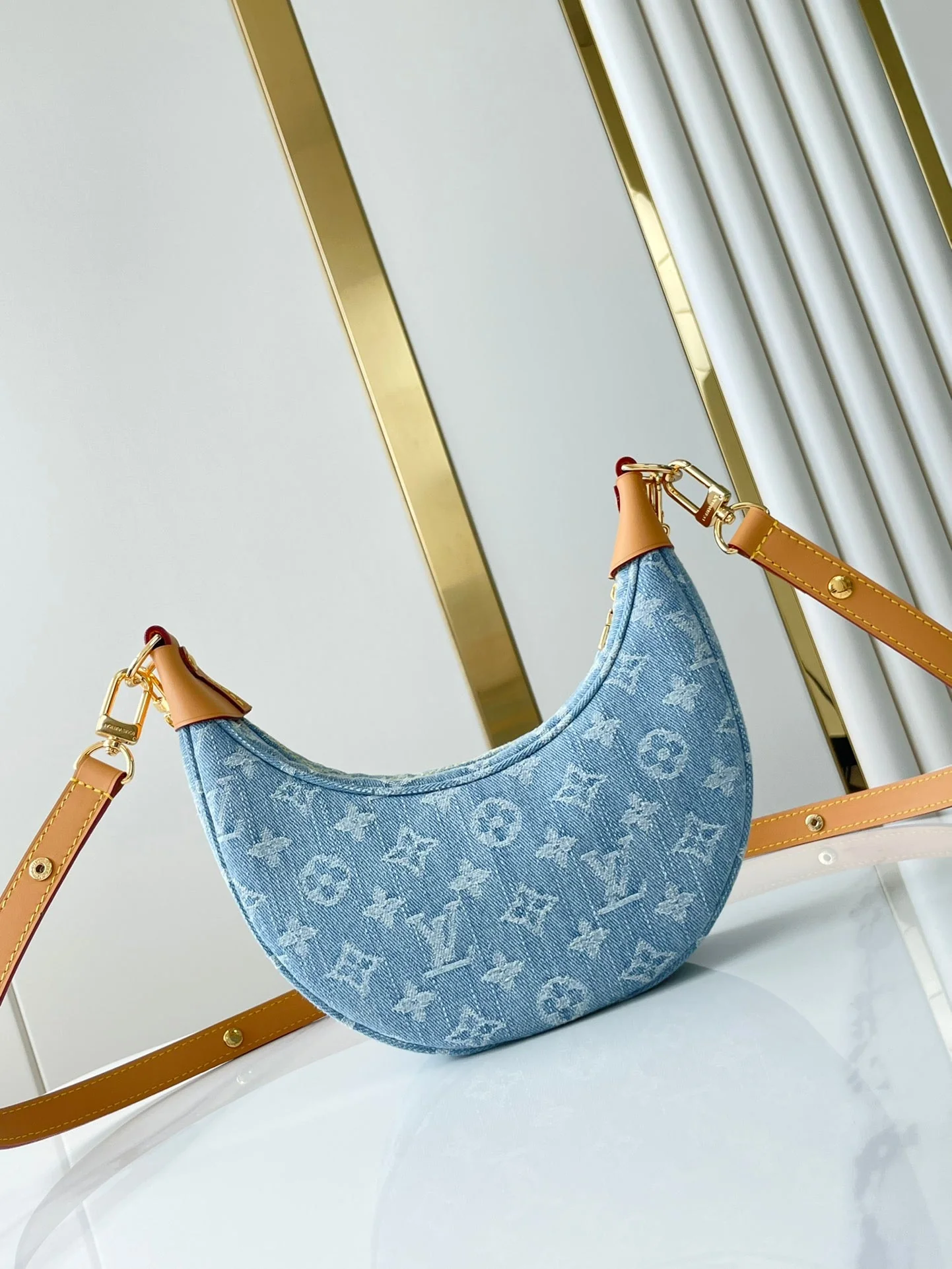 LOOP 29 IN BLUE MONOGRAM DENIM GOLD HARDWARE