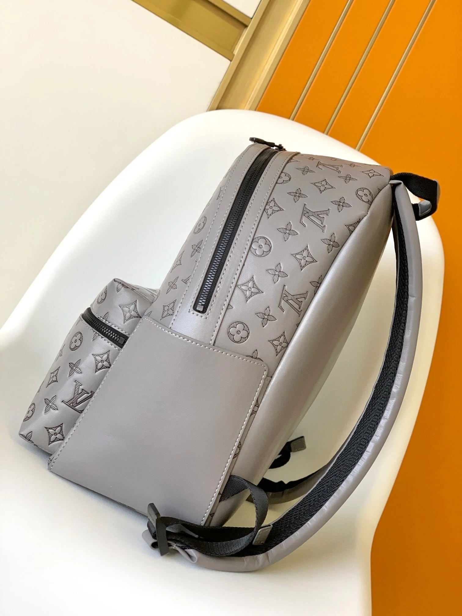 DISCOVERY BACKPACK 38 IN GREY MONOGRAM ECLIPSE CANVAS AND TAURILLON