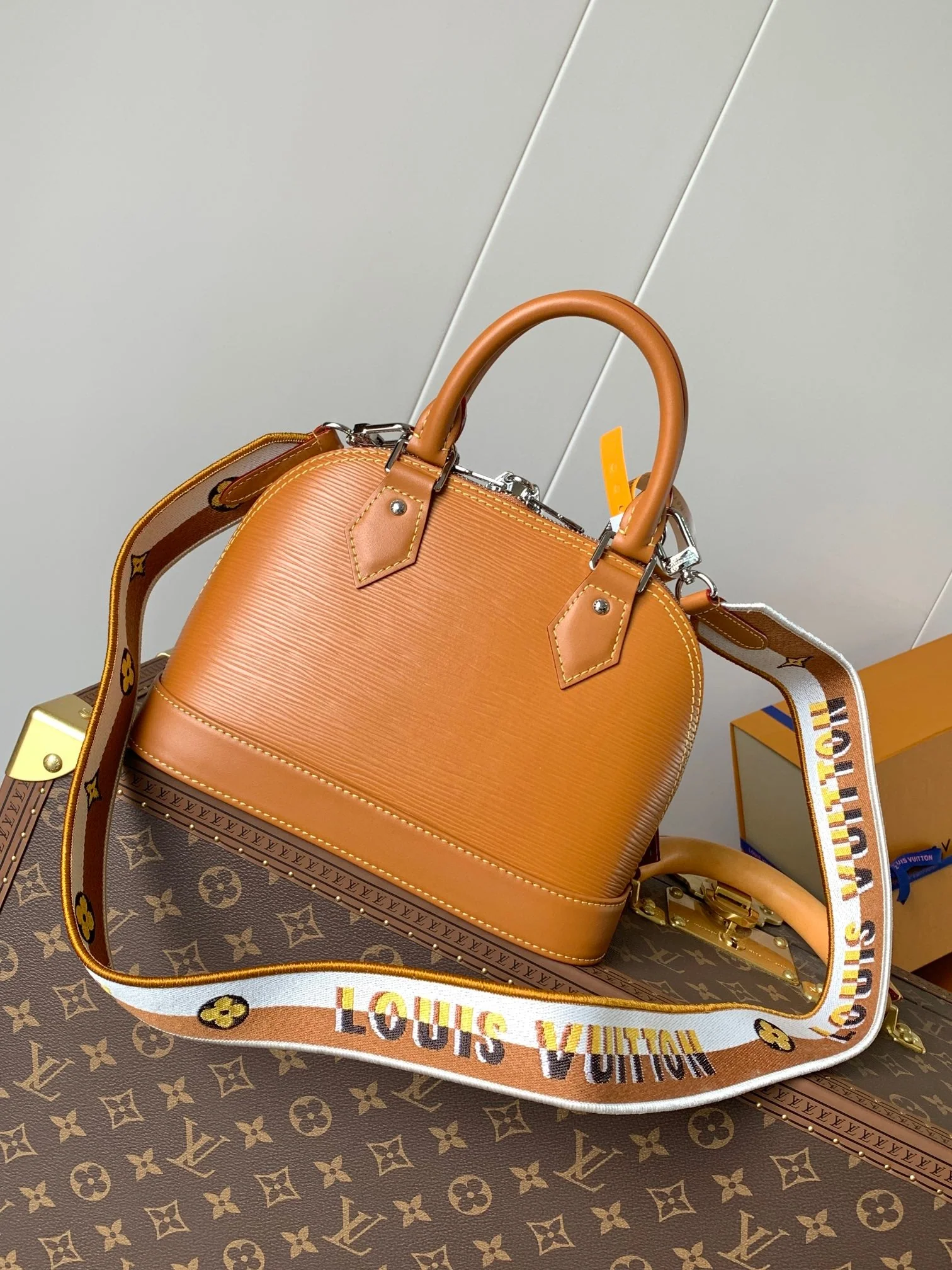 ALMA BB BAG 23 IN BRONZE BROWN GRAIN EPI COWHIDE