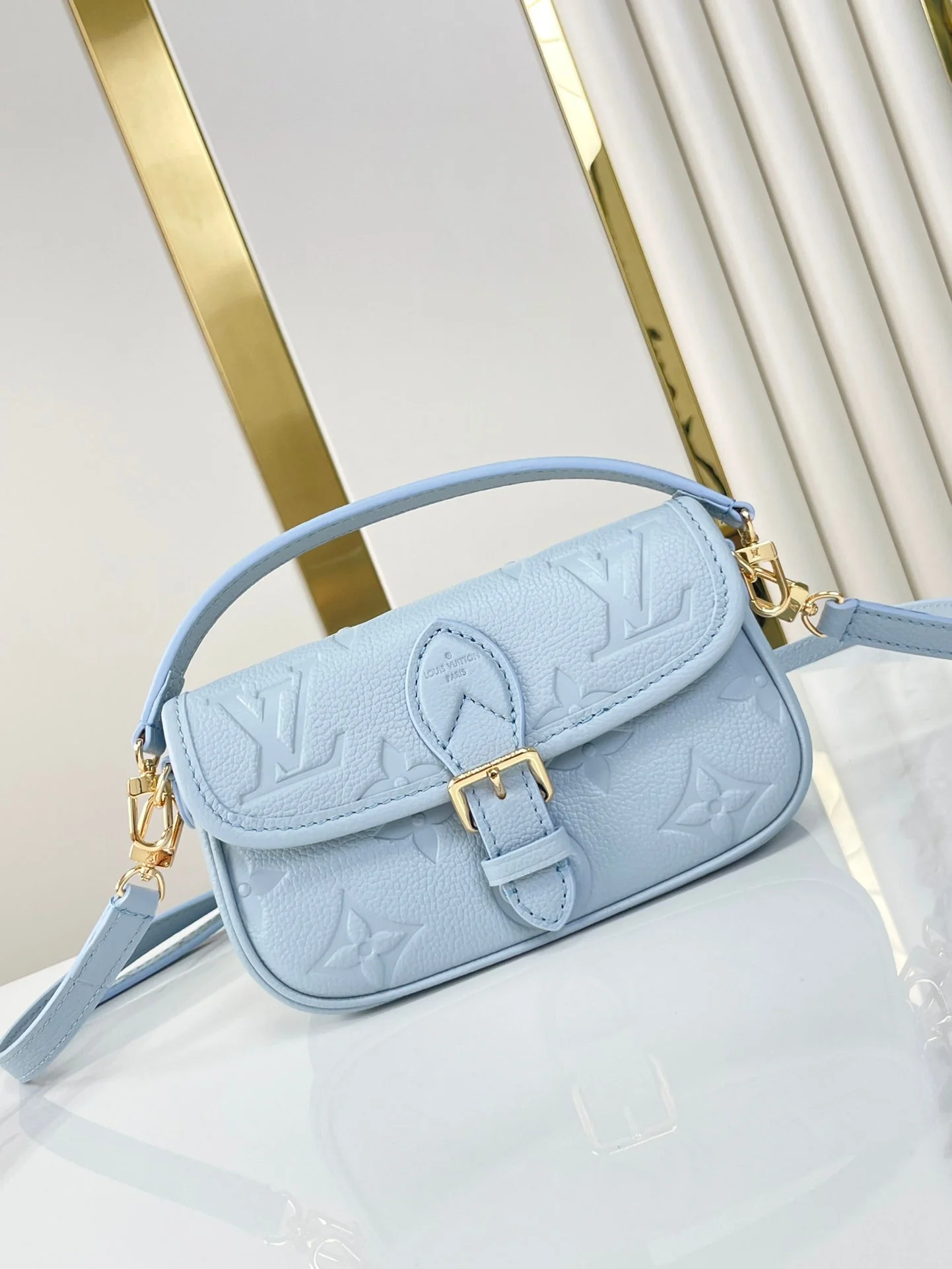 NANO DIANE 19 IN BEAU BLUE MONOGRAM EMPREINTE LEATHER