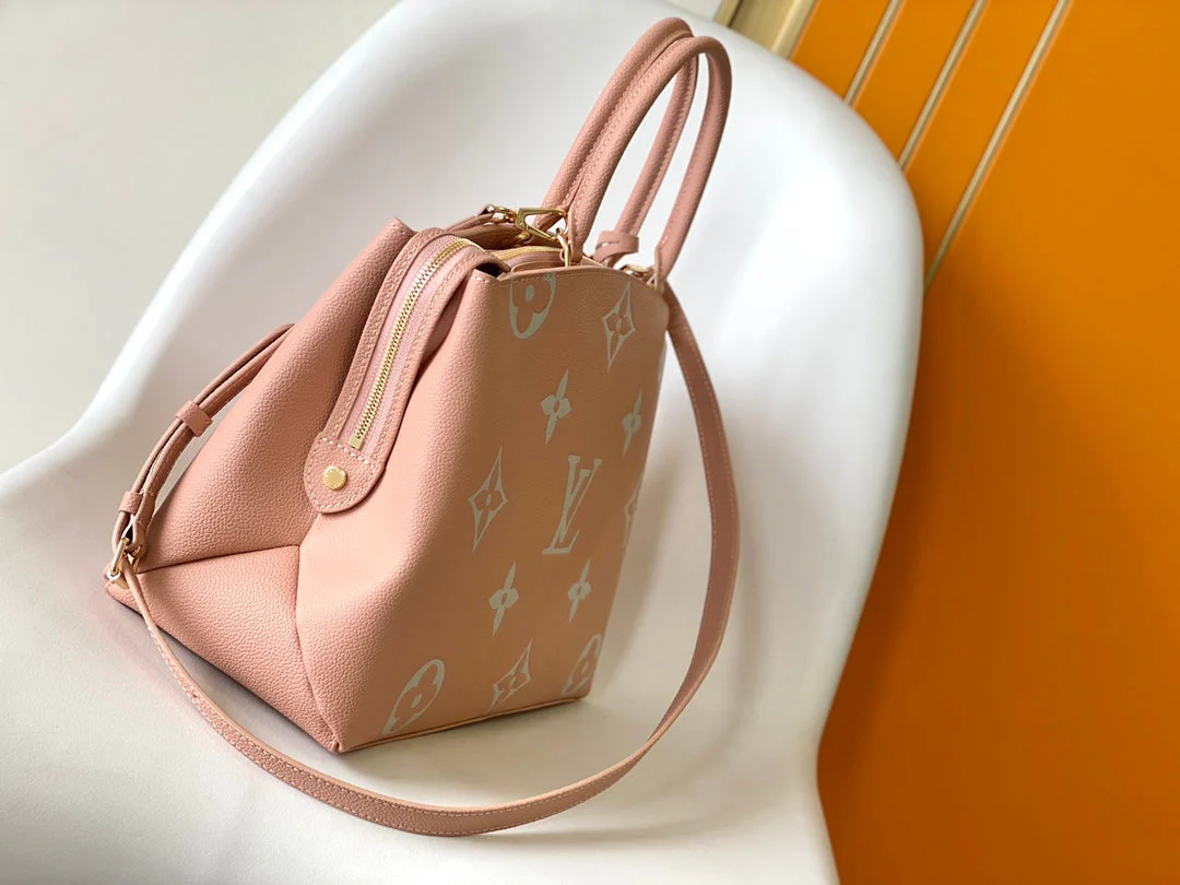 PETIT PALAIS PM LARGE SHOULDER BAG 34 IN PINK EMBOSSED COWHIDE GOLD-TONE HARDWARE
