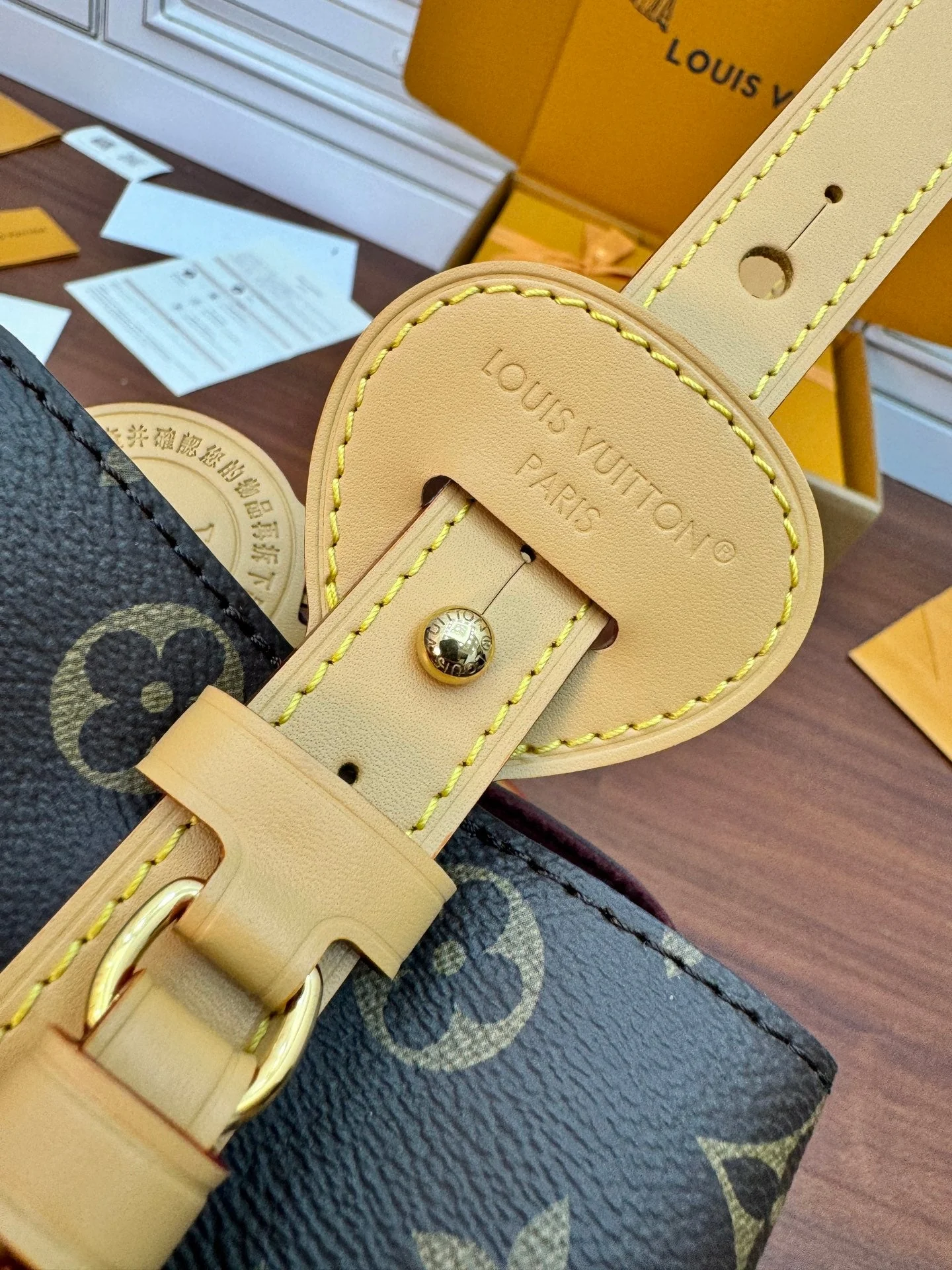 ALL IN BB BAG 18 IN BROWN MONOGRAM COATED CANVAS AND CALFSKIN