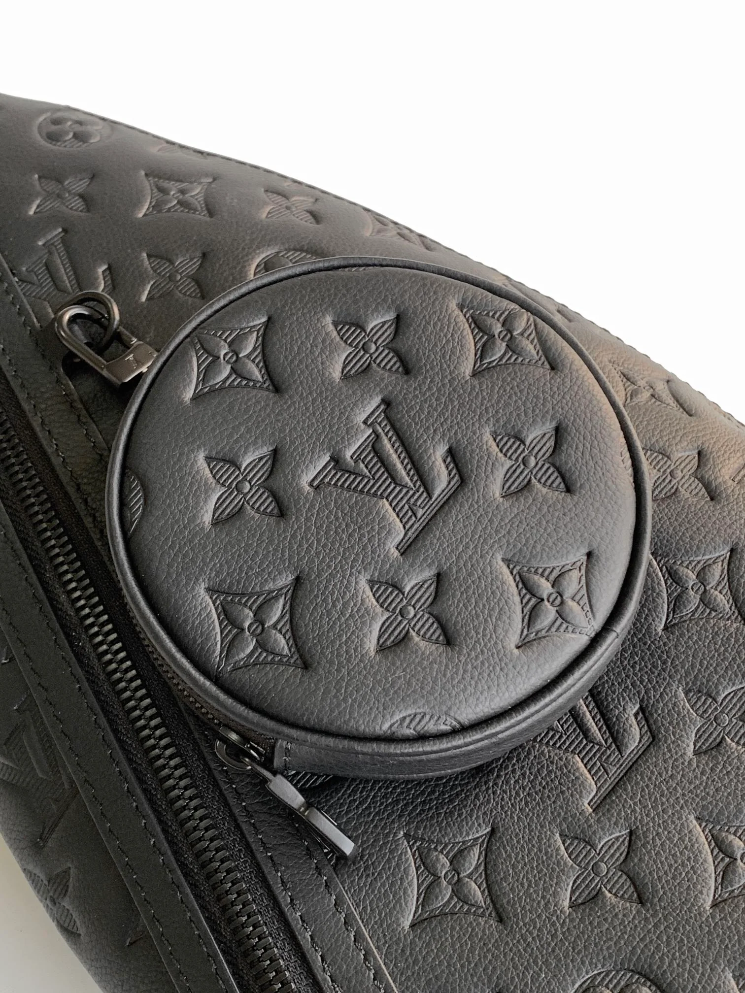 DUO CROSSBAG BAG 42 IN BLACK EMBOSSED CALFSKIN