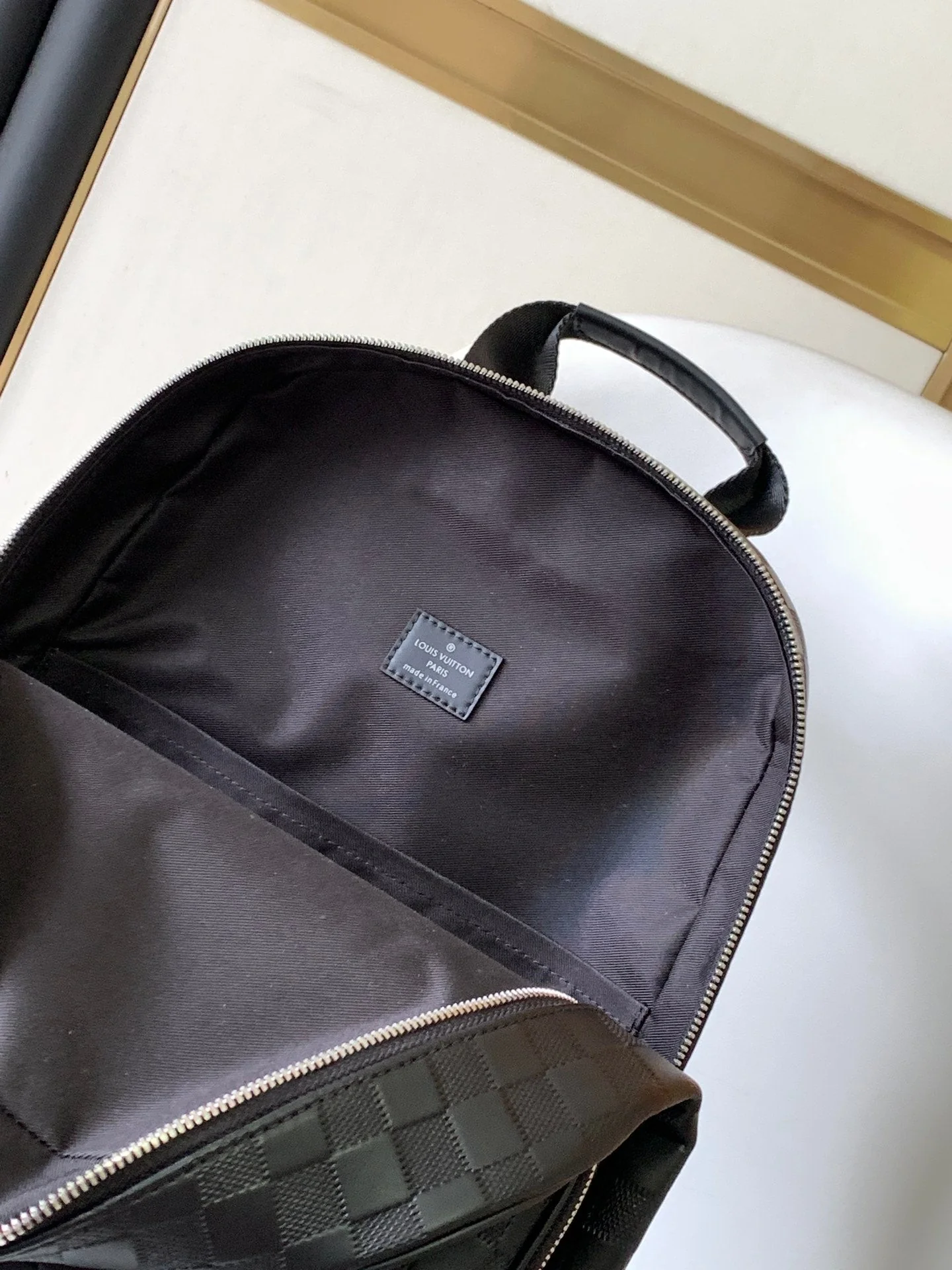 DAMIER CAMPUS BACKPACK 39 IN BLACK CALFSKIN AND CANVAS