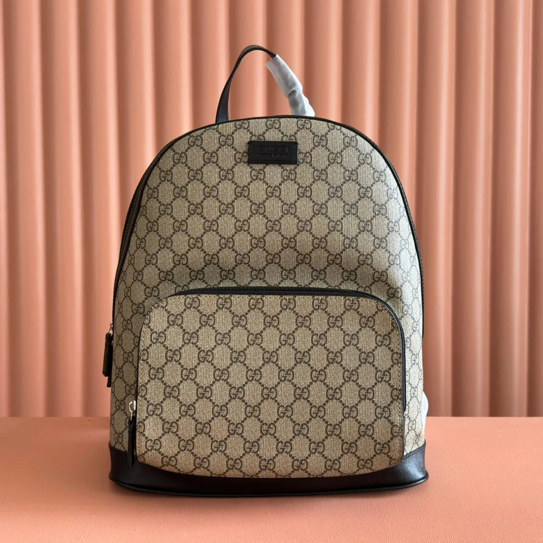 EMBOSSED BACKPACK 40 IN BEIGE AND DARK BROWN CALFSKIN