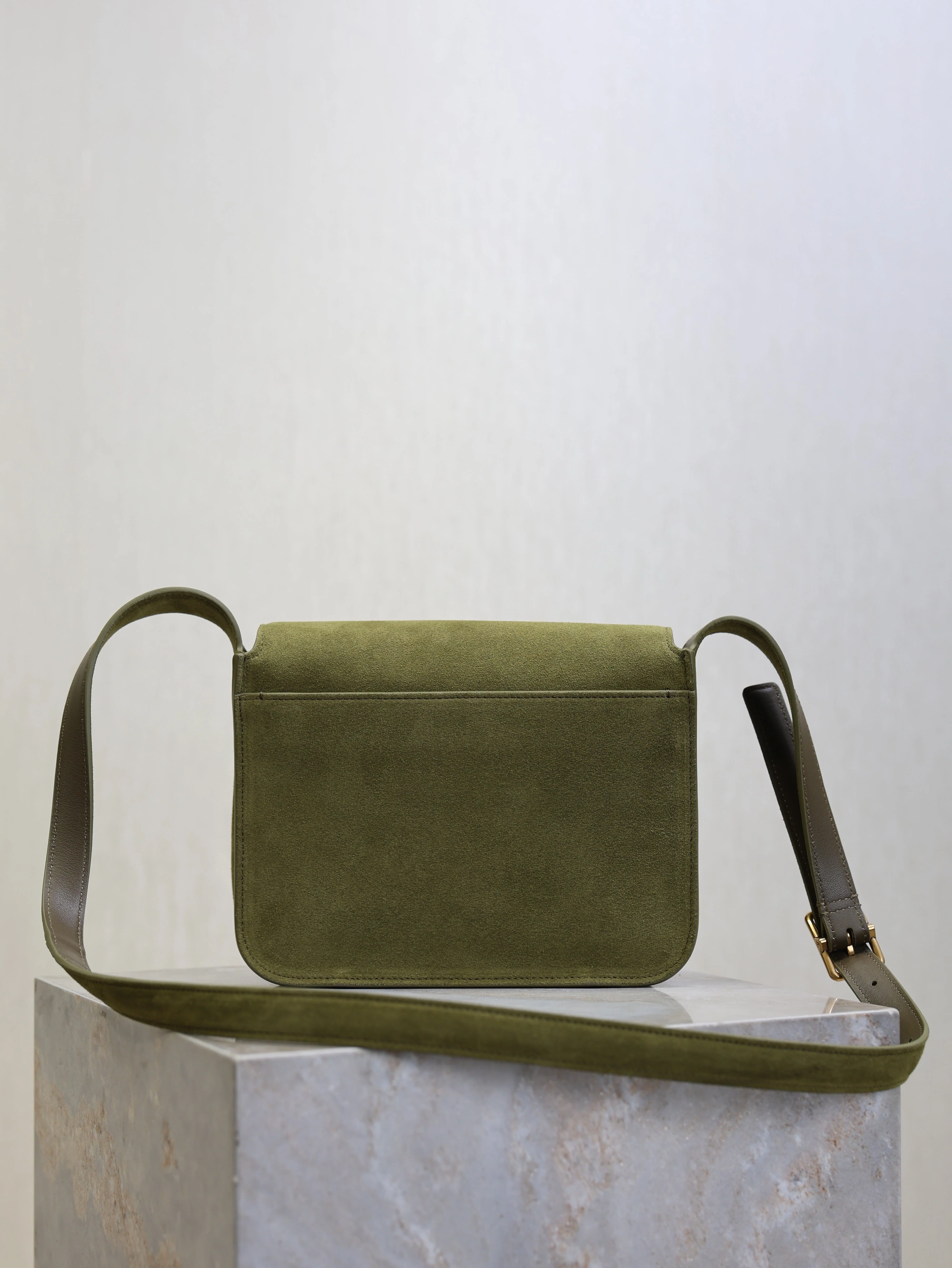 YSL 25S NIKI SATCHEL 22 IN BARLEY GREEN SUEDE GOLD HARDWRE