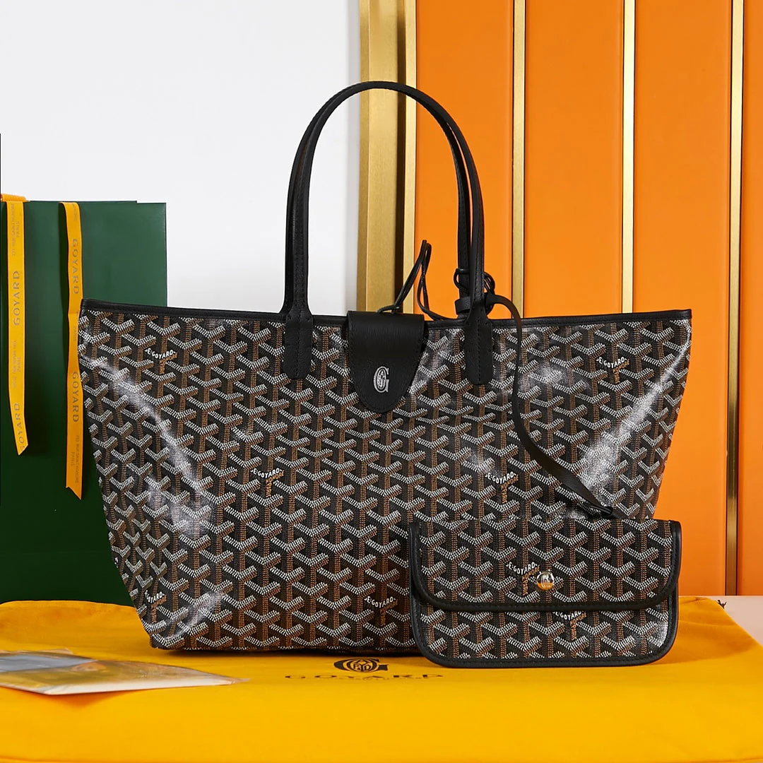SAINT LOUIS PM 34 IN BLACK GOYARDINE CANVAS AND CALFSKIN