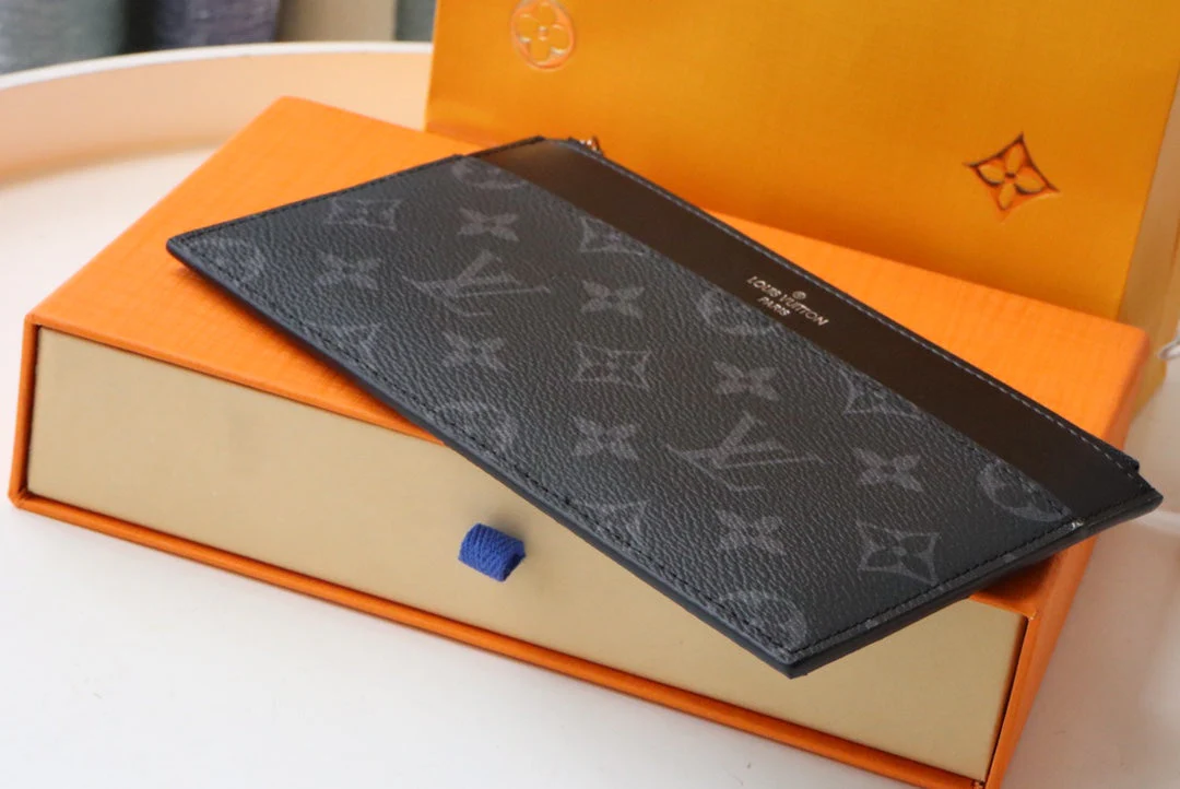 LV SLIM PURSE BLUE MONOGRAM CANVAS 20CM