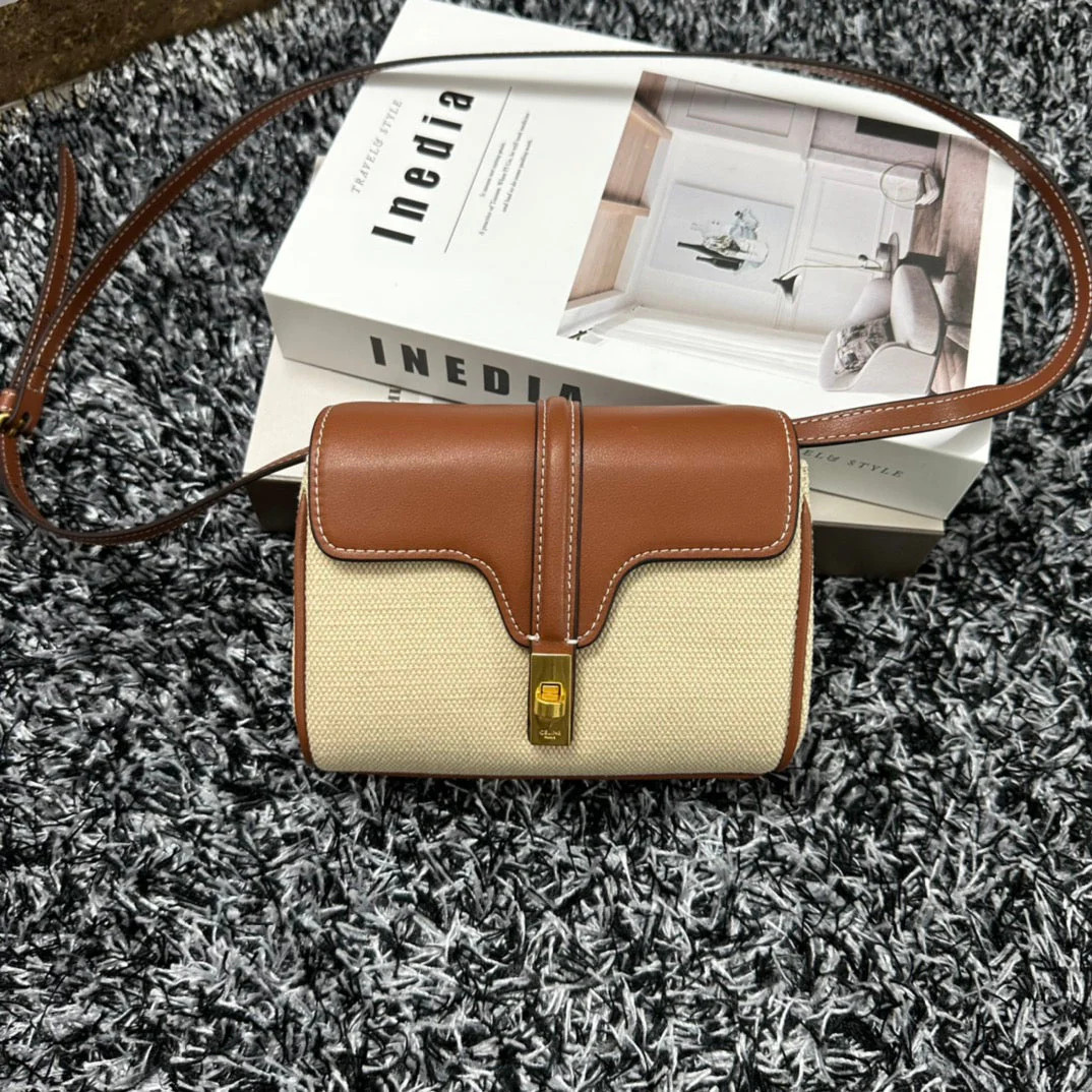 CLASSIC MINI 18 WHITE BROWN CALFSKIN
