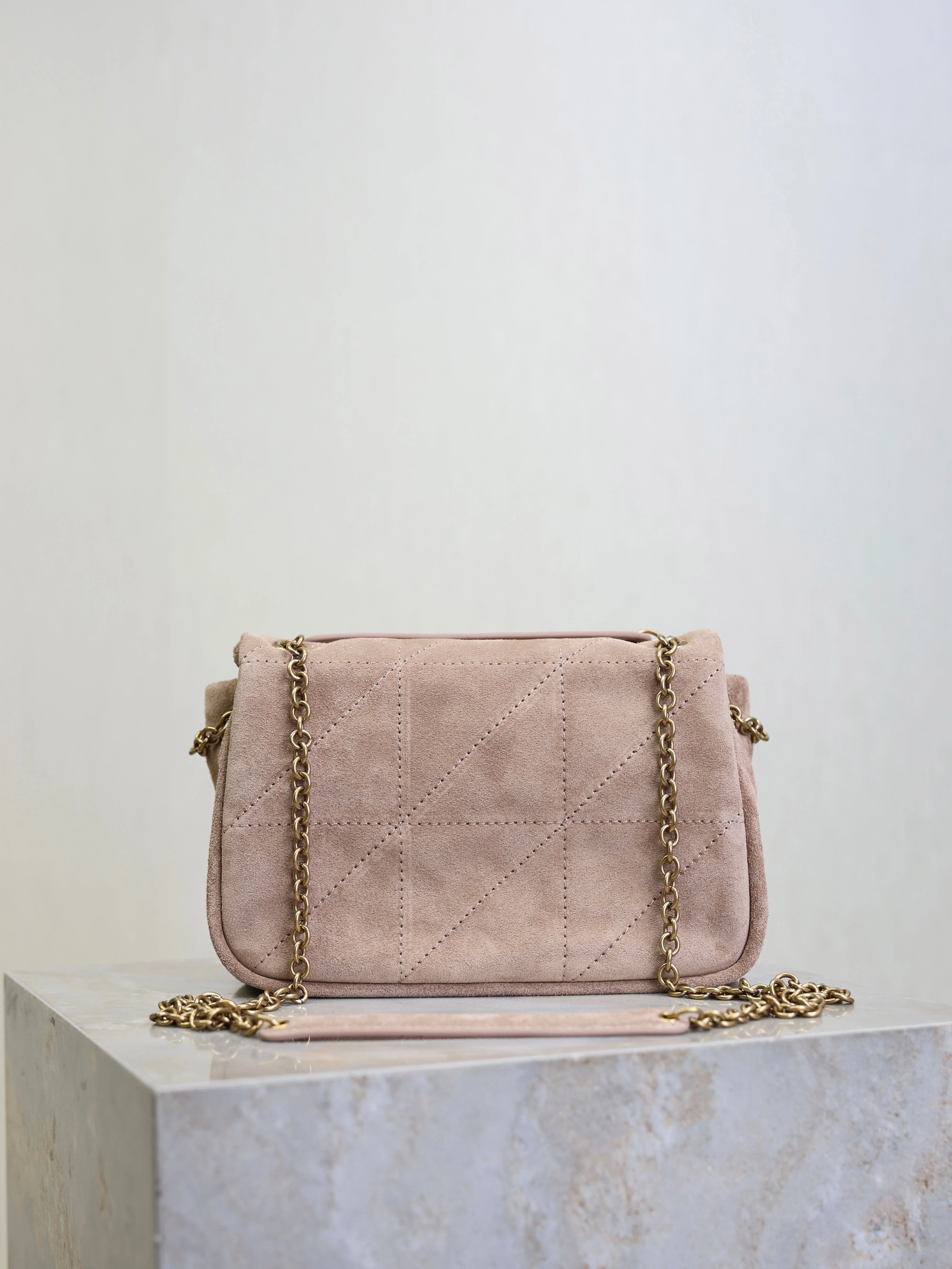 YSL 25S JAMIE 4.3 MINI 20 IN DUSTY ROSE BEIGE SUEDE GOLD HARDWRE