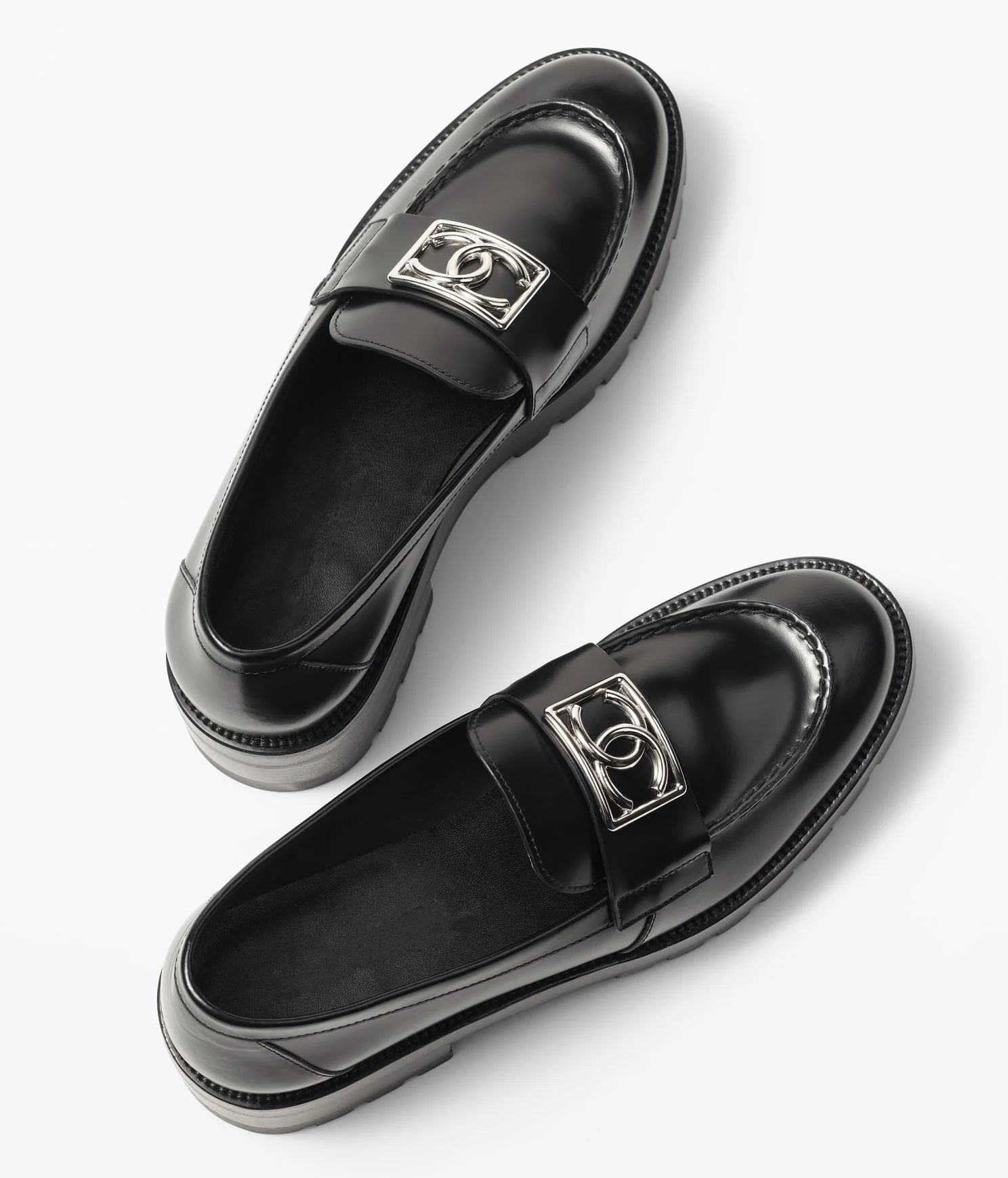 MOCCASINS BLACK CALFSKIN METAL