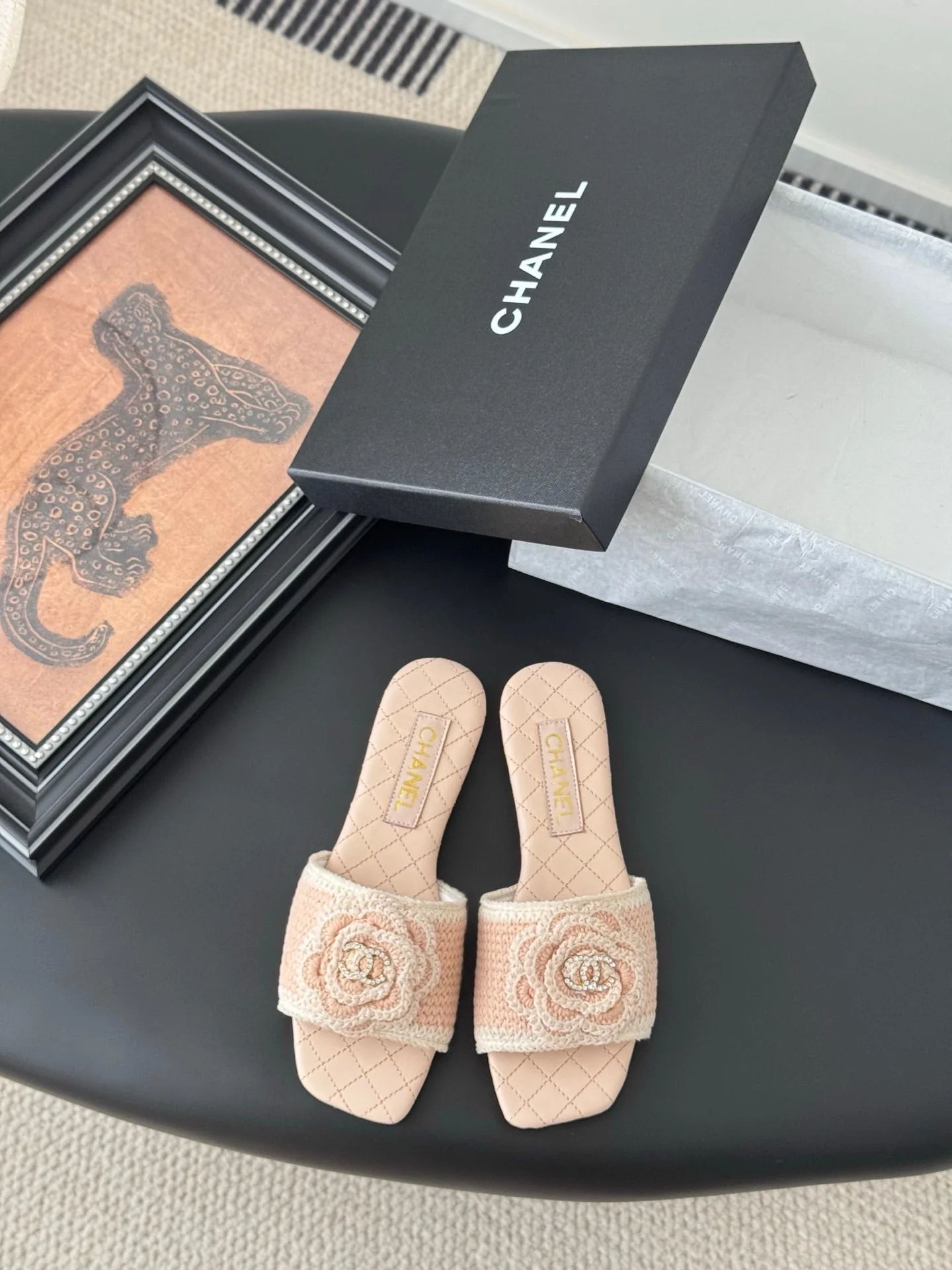 SLIPPER IN PEACH PINK CALFSKIN MIX WOOL
