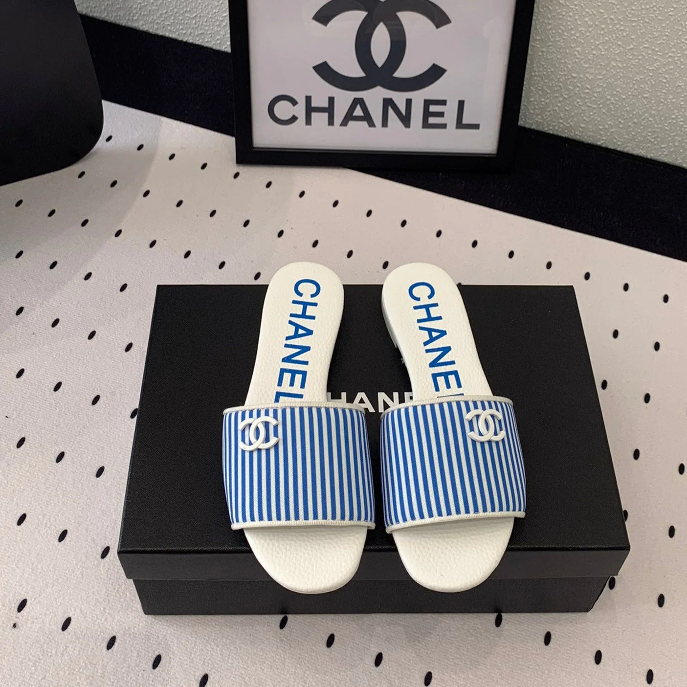 MULES blue LAMBSKIN