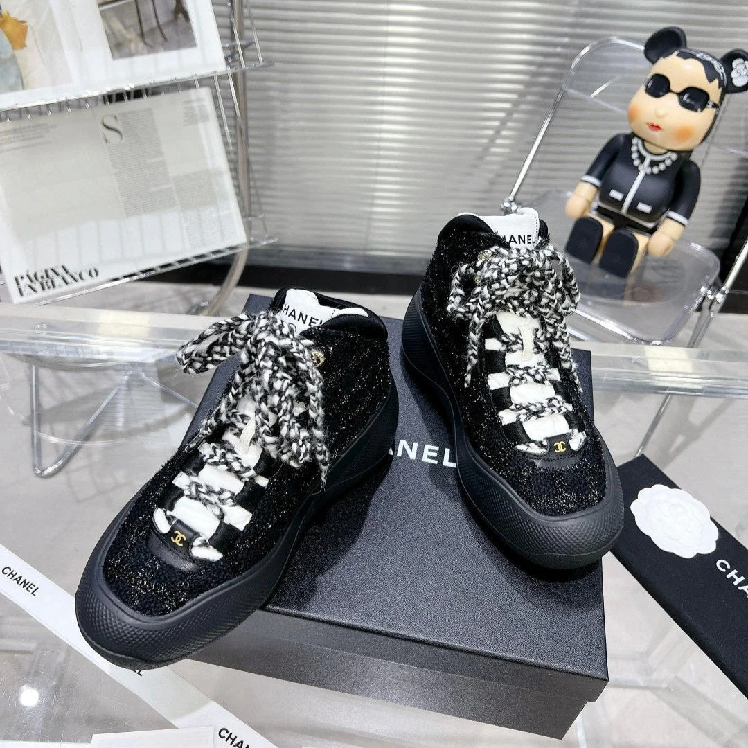 CC CANO ALTO SNEAKER IN BLACK TWEED AND RUBBER