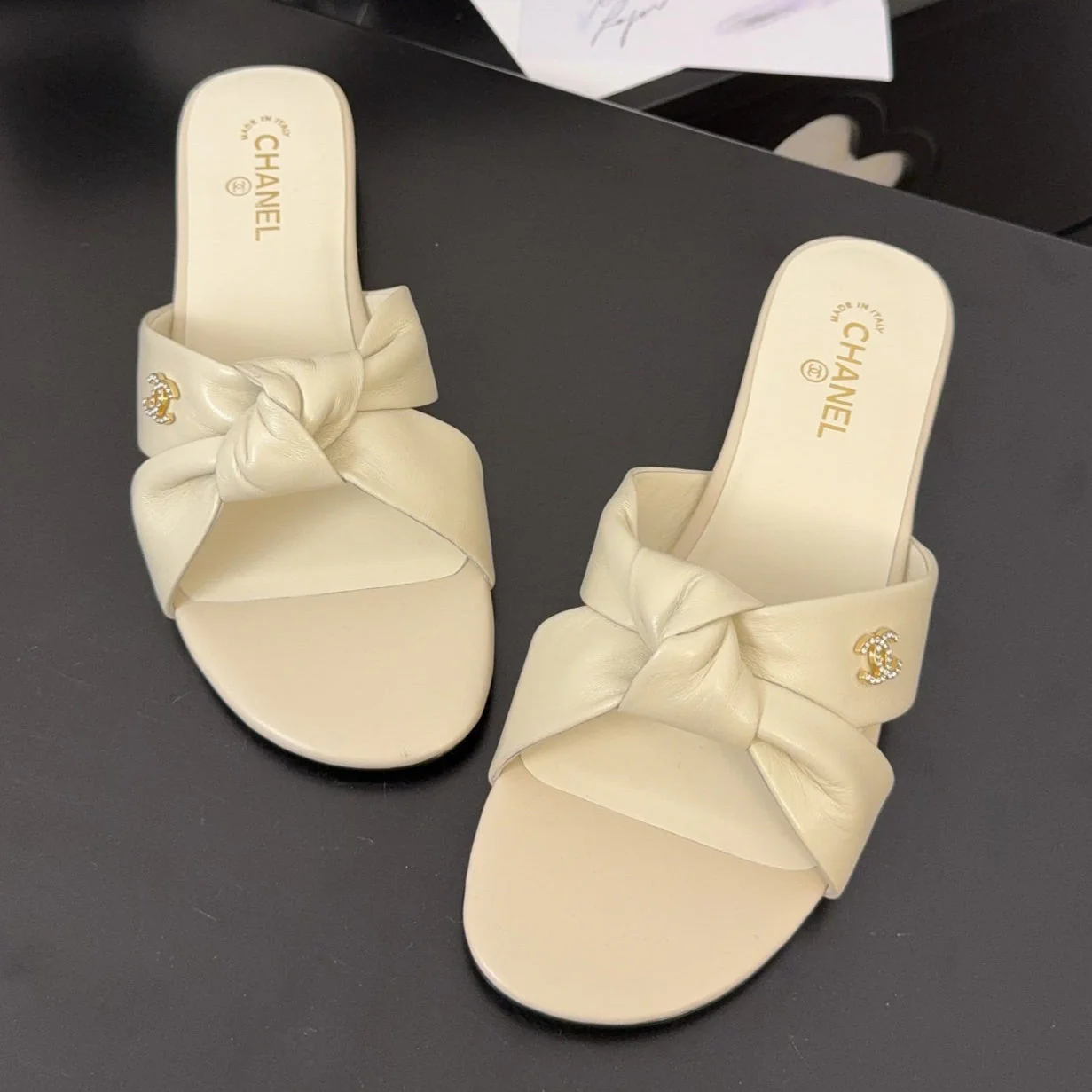 LACE MULE 2 CM IN WHITE CREAM LAMBSKIN