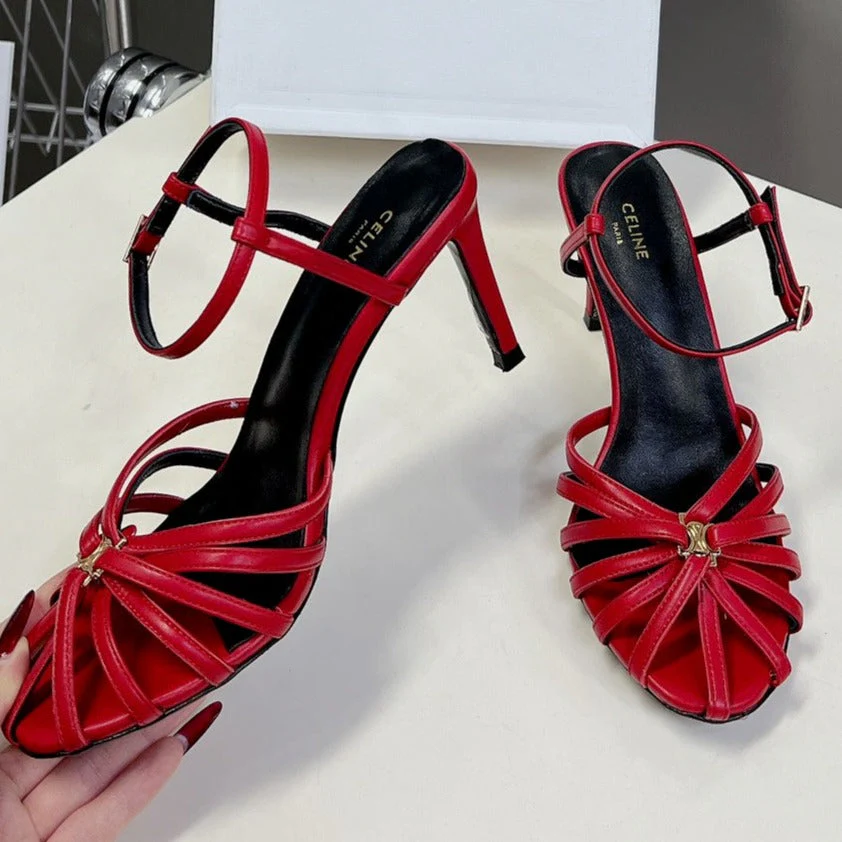 RIOMPHE SANDAL IN LAMBSKIN CHERRY RED