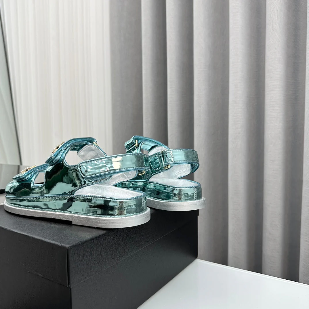 dad sandals cloud blue metalic lambskin