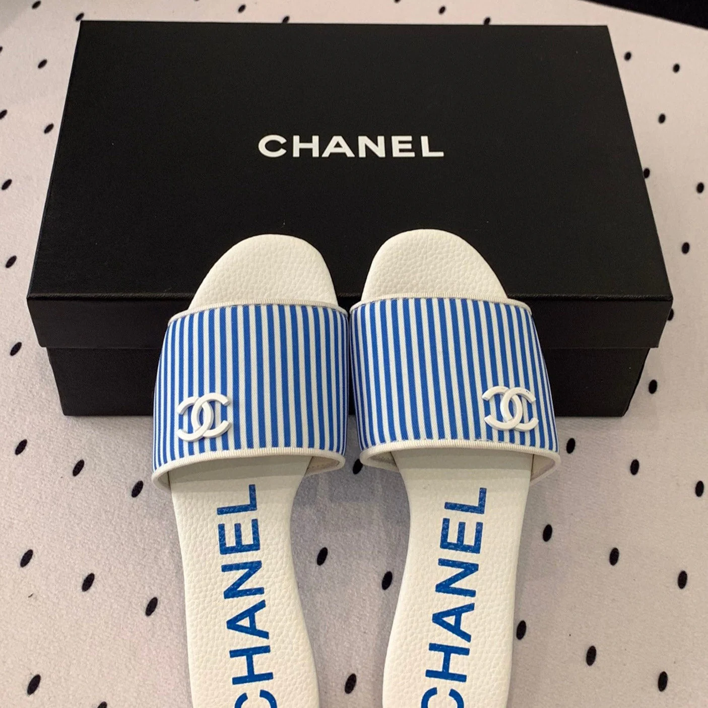 MULES blue LAMBSKIN
