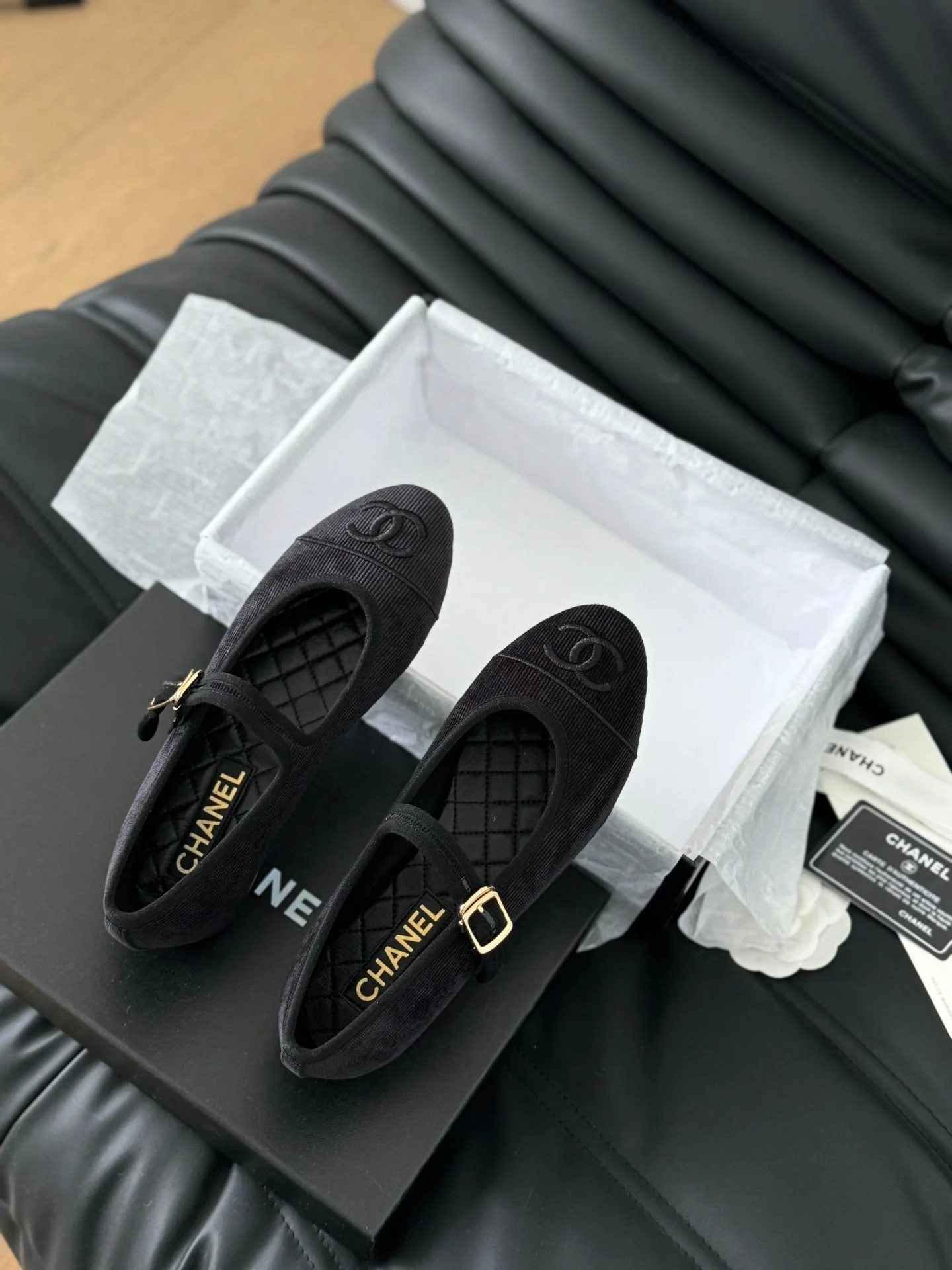 MARY JANE SHOES BLACK CORDUROY TWILL FABRIC