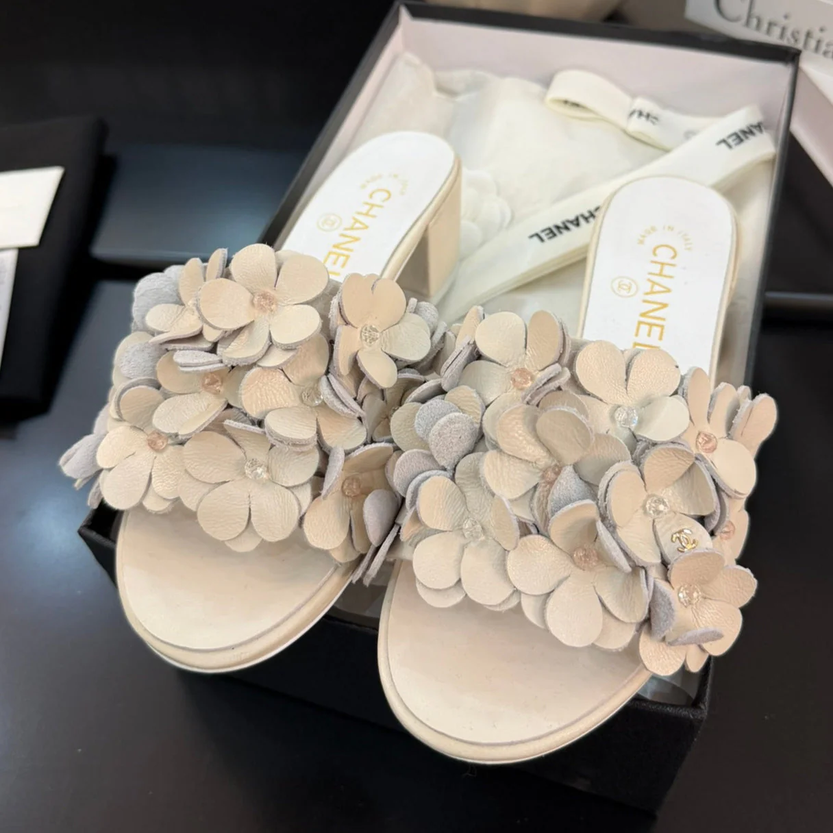 MID HEEL 45 MM MULE IN WHITE CALFSKIN