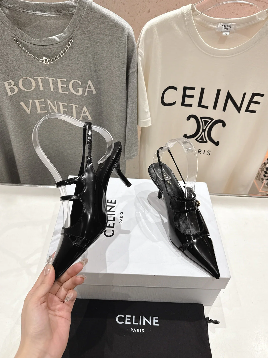 JUDY DOUBLE STRAP MARY JANE SLINGBACK 65MM IN BLACK SMOOTH AND PATENT CALFSKIN