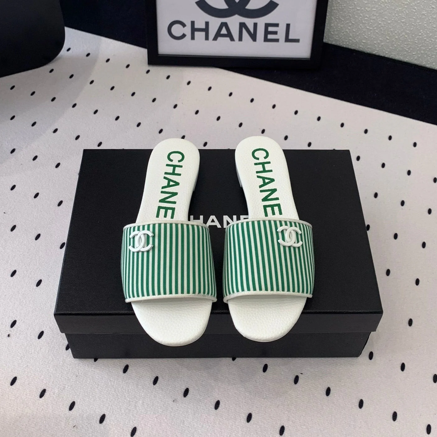 MULES green LAMBSKIN