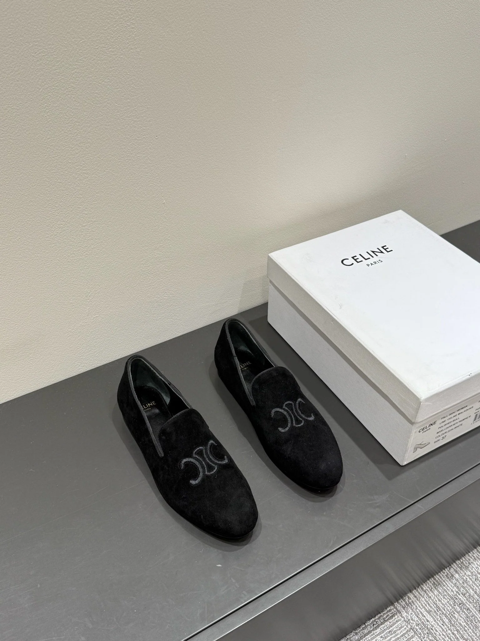 LOAFERS IN BLACK SUEDE EMBROIDERED LOGO