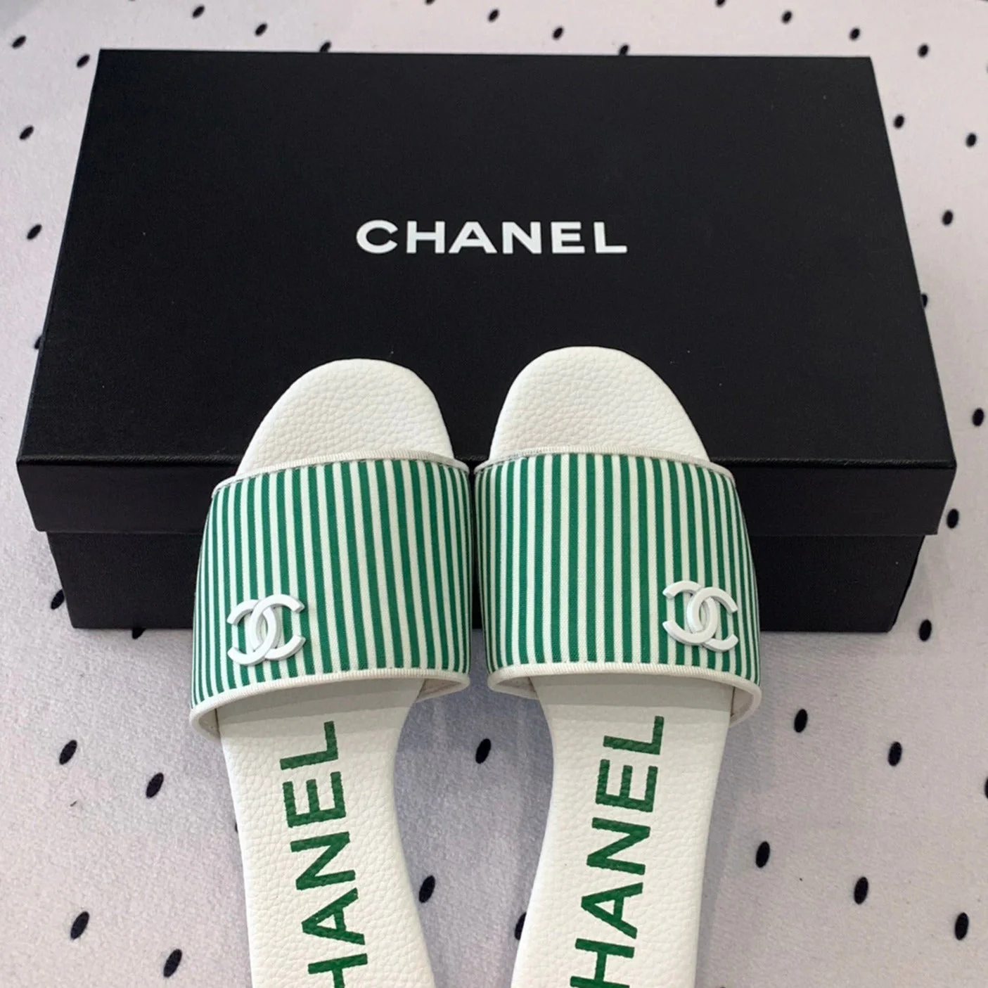 MULES green LAMBSKIN