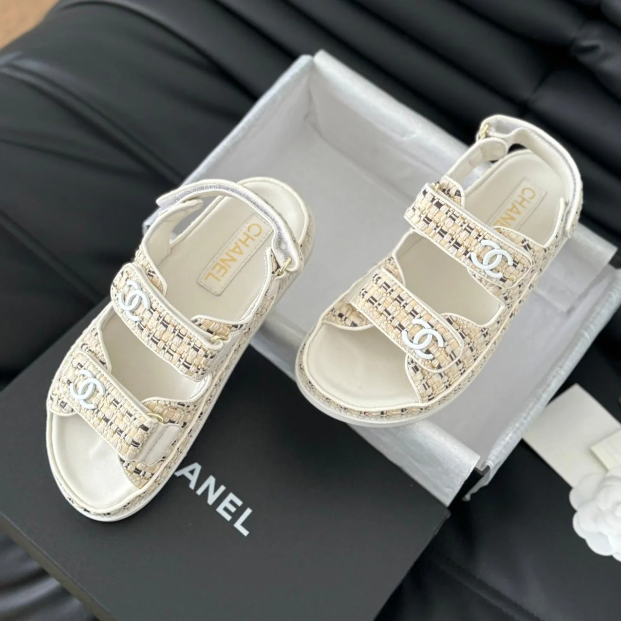 Dad Sandals Sheepskin Beige Cream