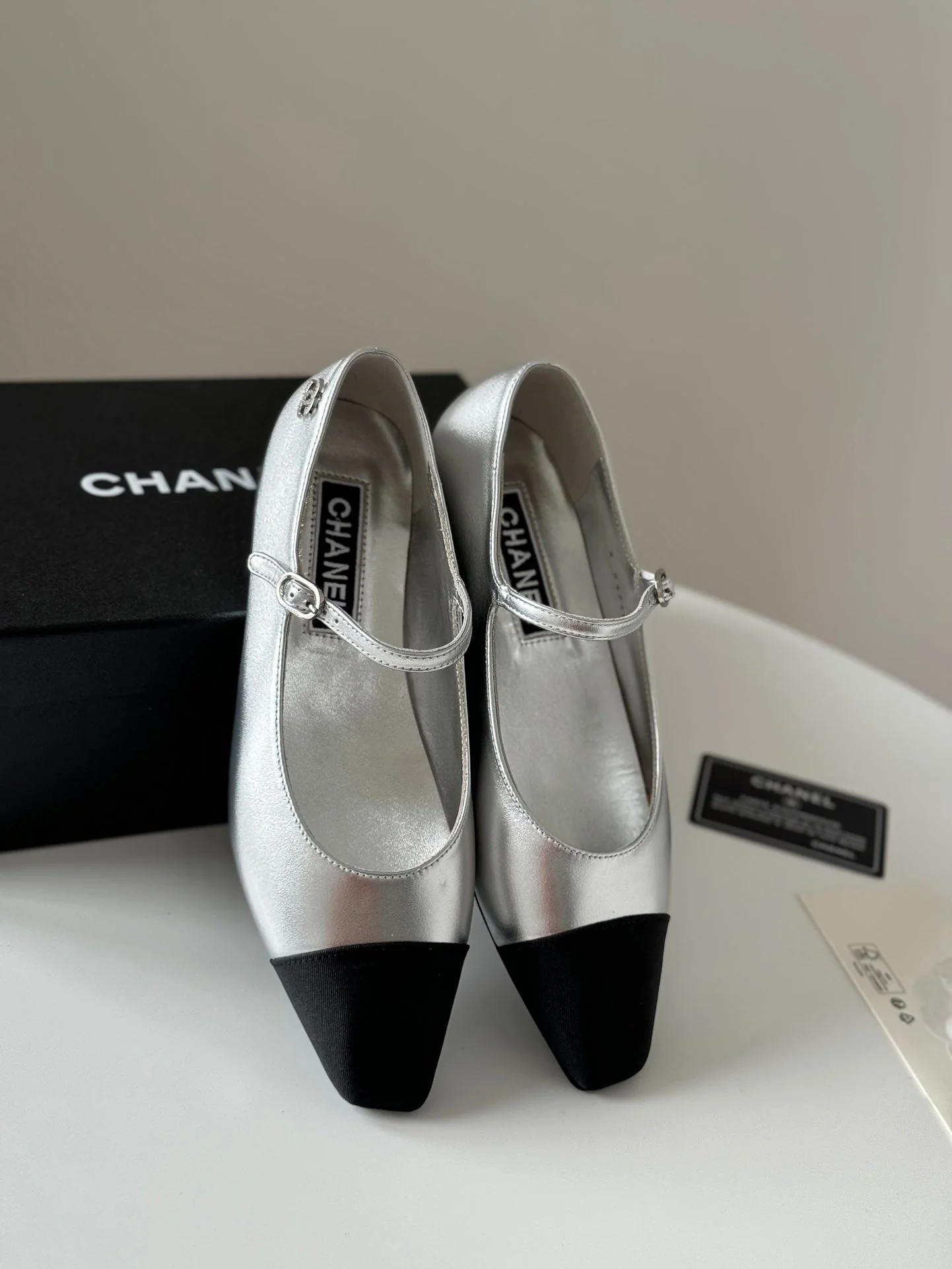 MARY JANE SILVER MIX BLACK CALFSKIN