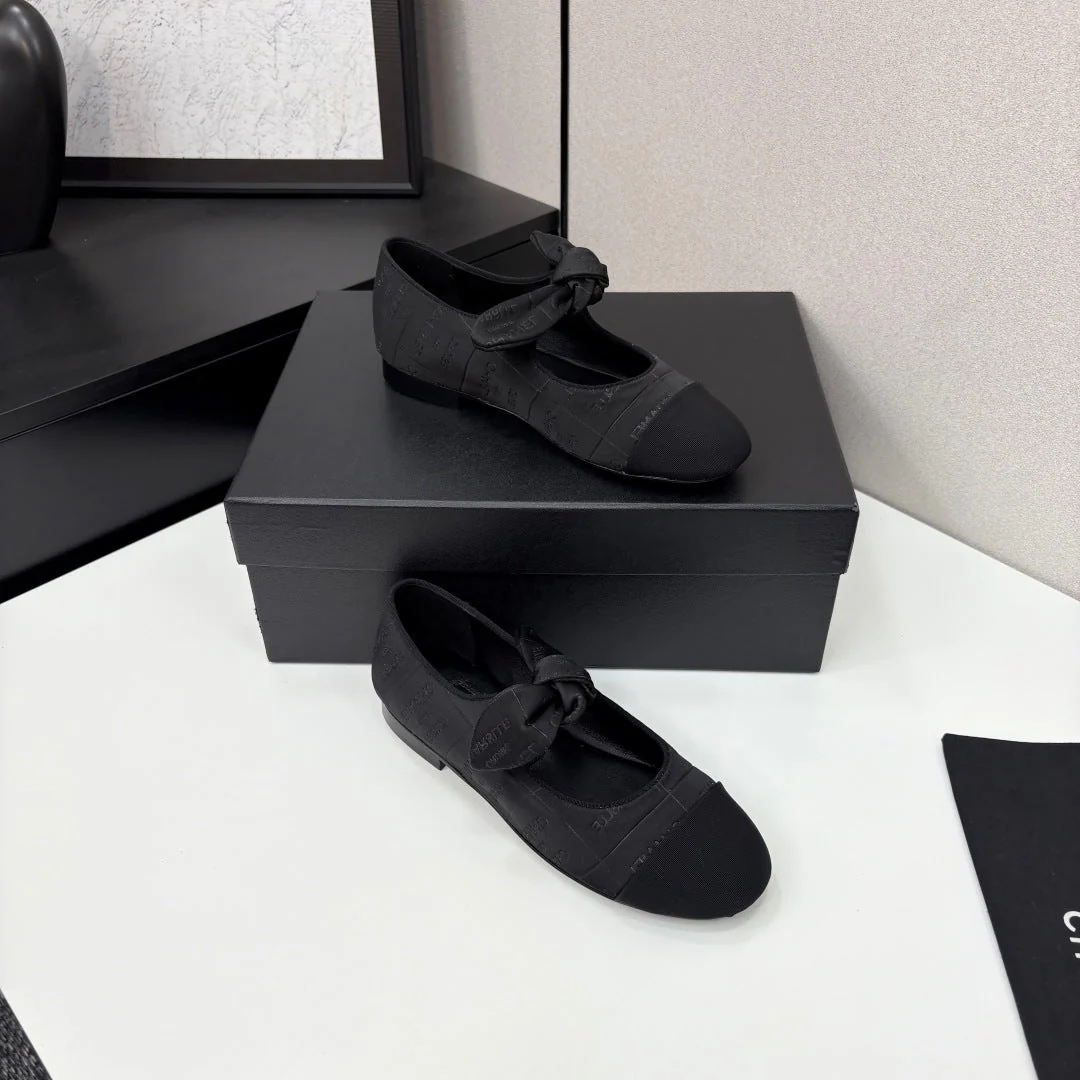 CC BALLET FLATS 25S IN BLACK FABRIC WITH BOW