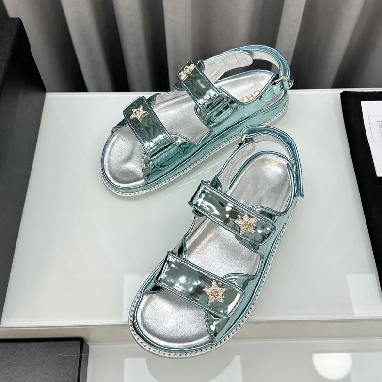 dad sandals cloud blue metalic lambskin