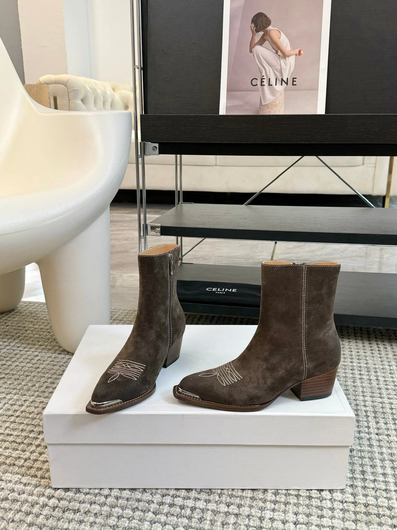 ANKLE BOOTS 45 MM IN MOCHA BROWN SUEDE