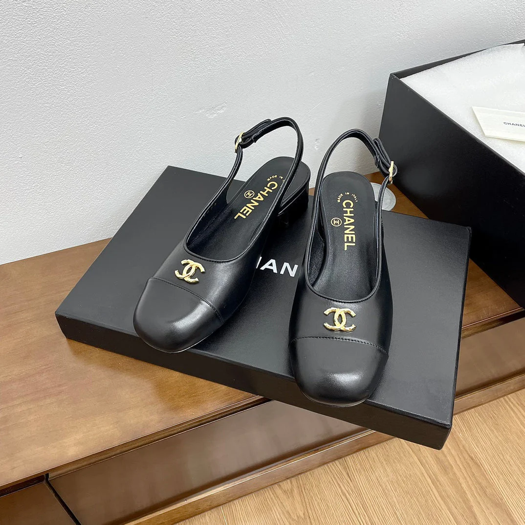 HIGH SLINGBACKS BLACK CALFSKIN