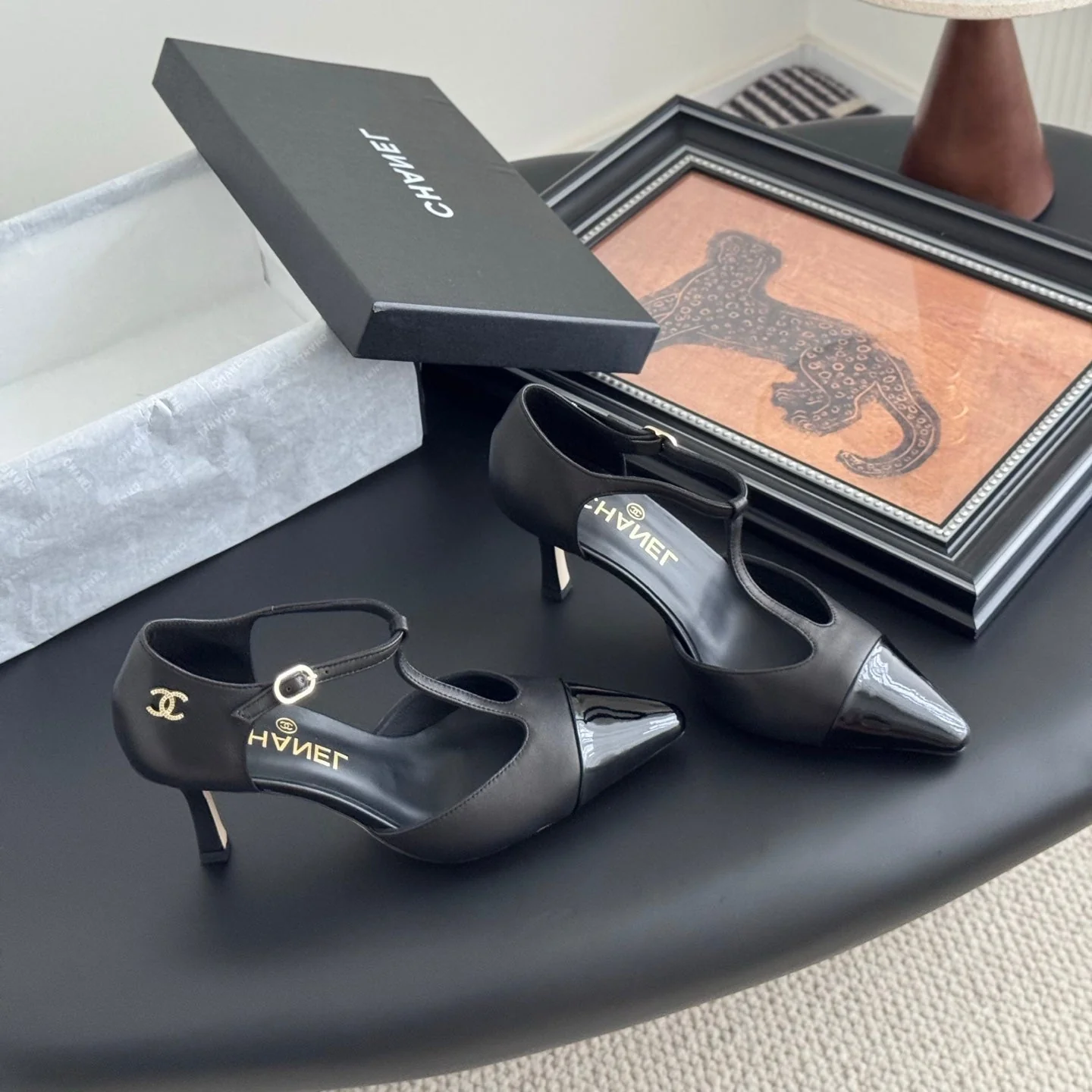 HIGH HEELS WAIST CUTTING IN BLACK CALFSKIN