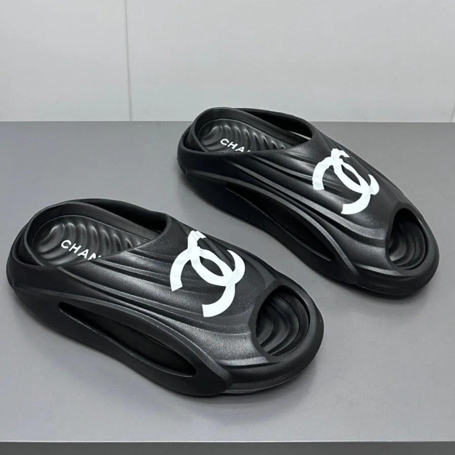 New Double C Foam Lightweight Slippers Boat Black
