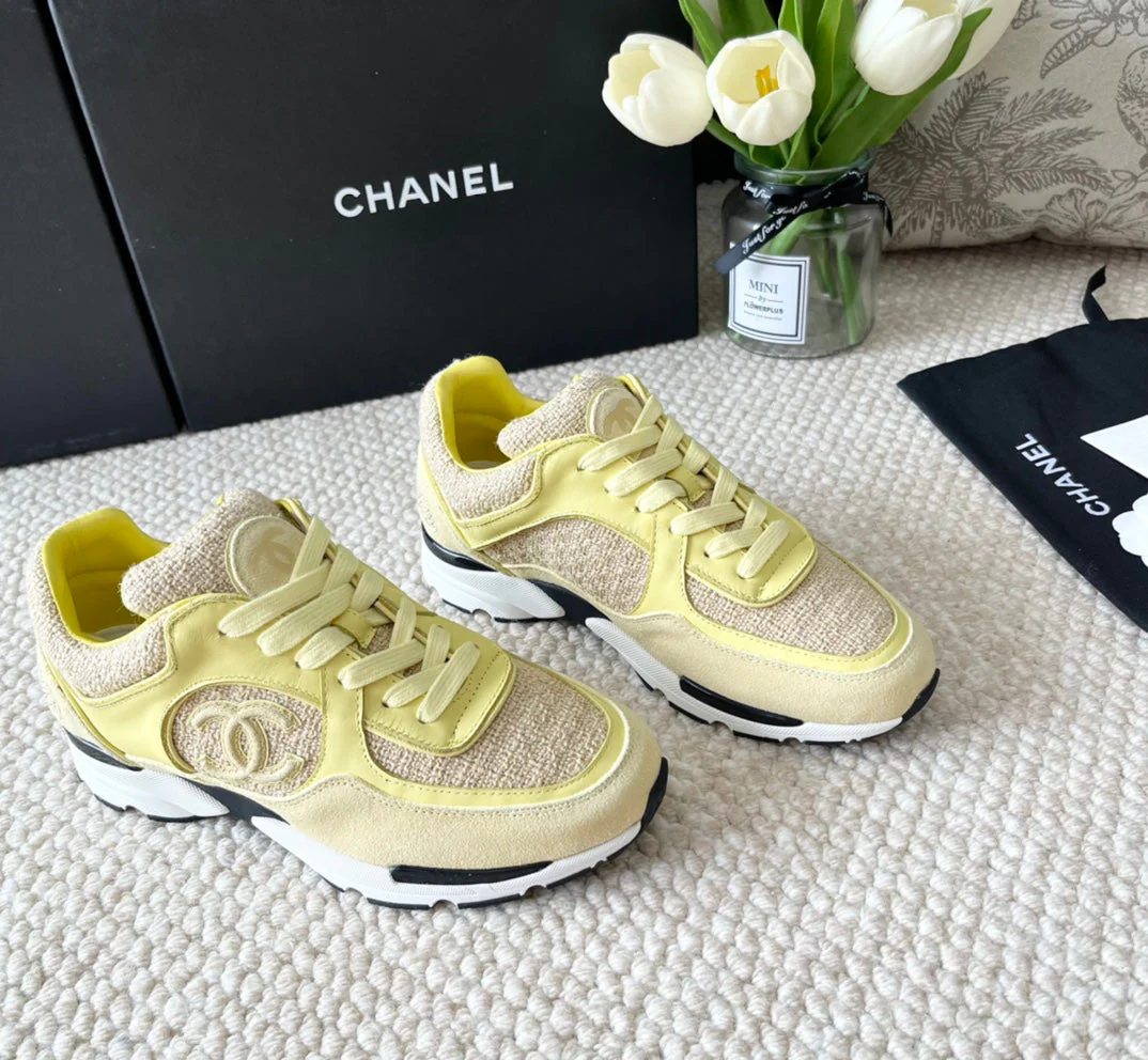 CC SNEAKER IN LIGHT YELLOW WOOL TWEED AND SUEDE