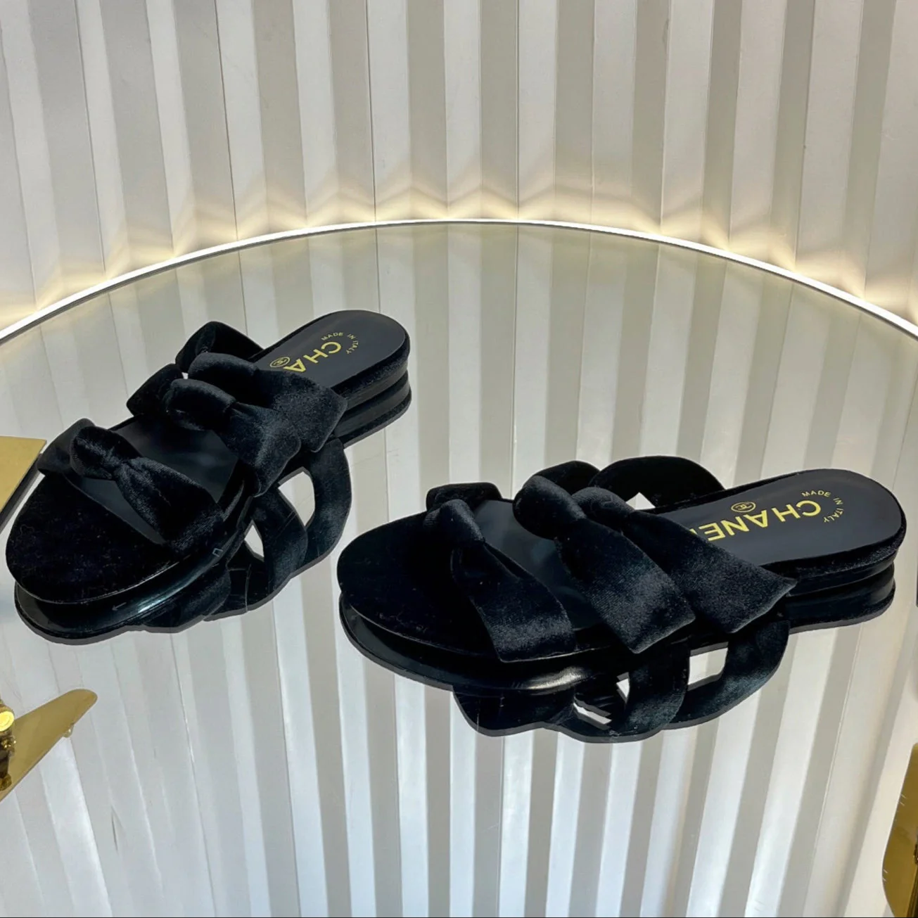 THREE STRAPS MULE IN BLACK VELVET