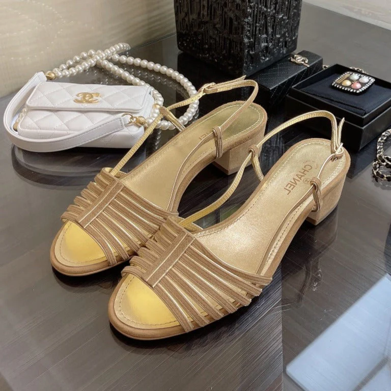SLINGBACKS SANDAL IN CAMEL BEIGE SUEDE