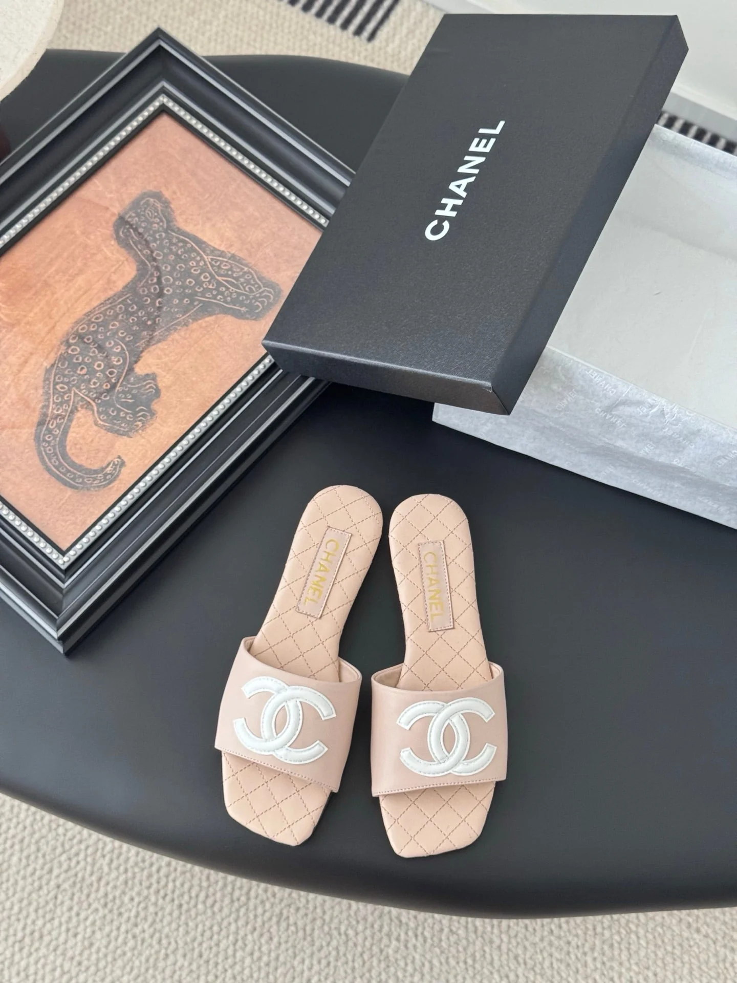 SLIPPER IN PEACH PINK CALFSKIN
